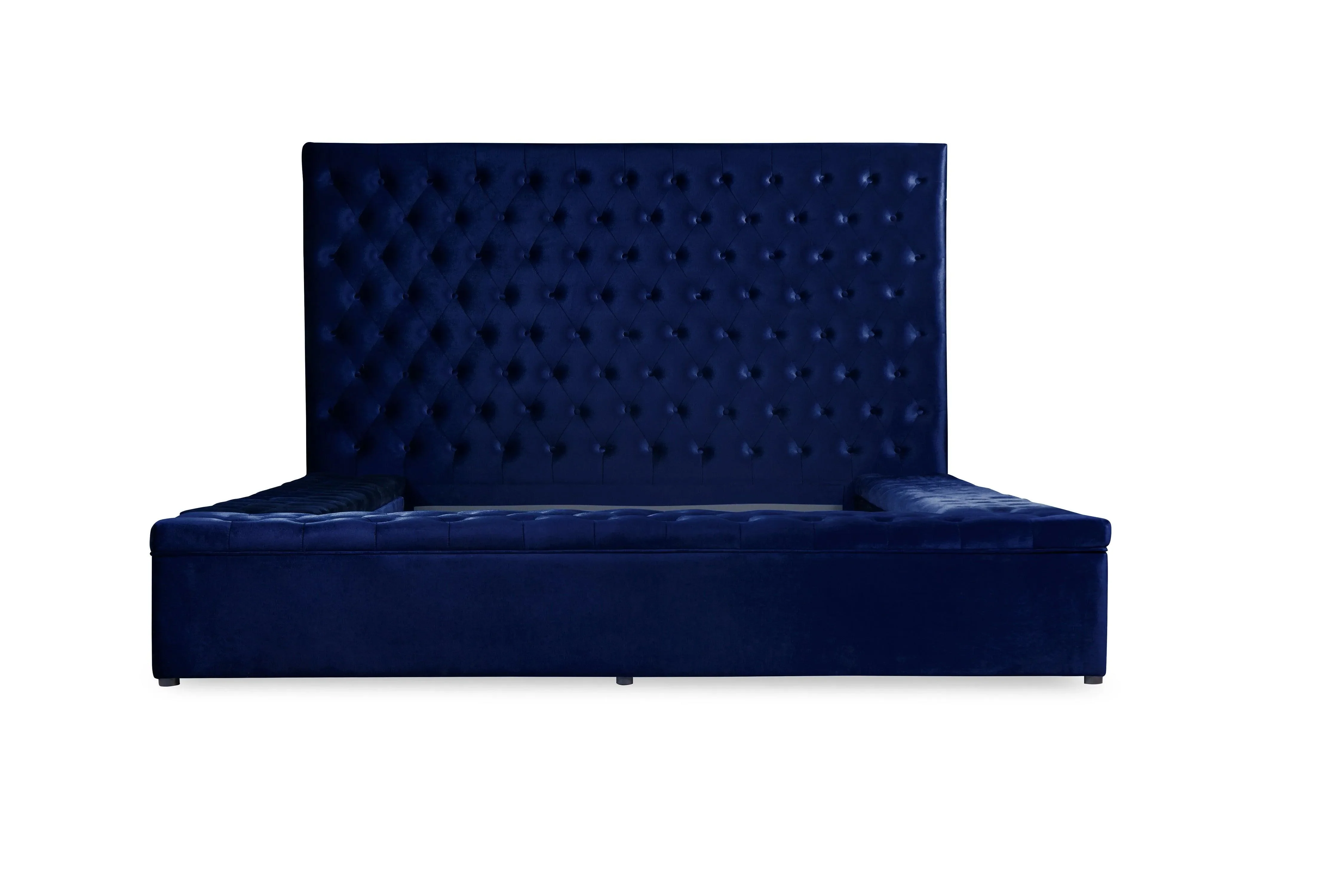 Prague Blue Velvet King Upholstered Storage Platform Bed - Image 4