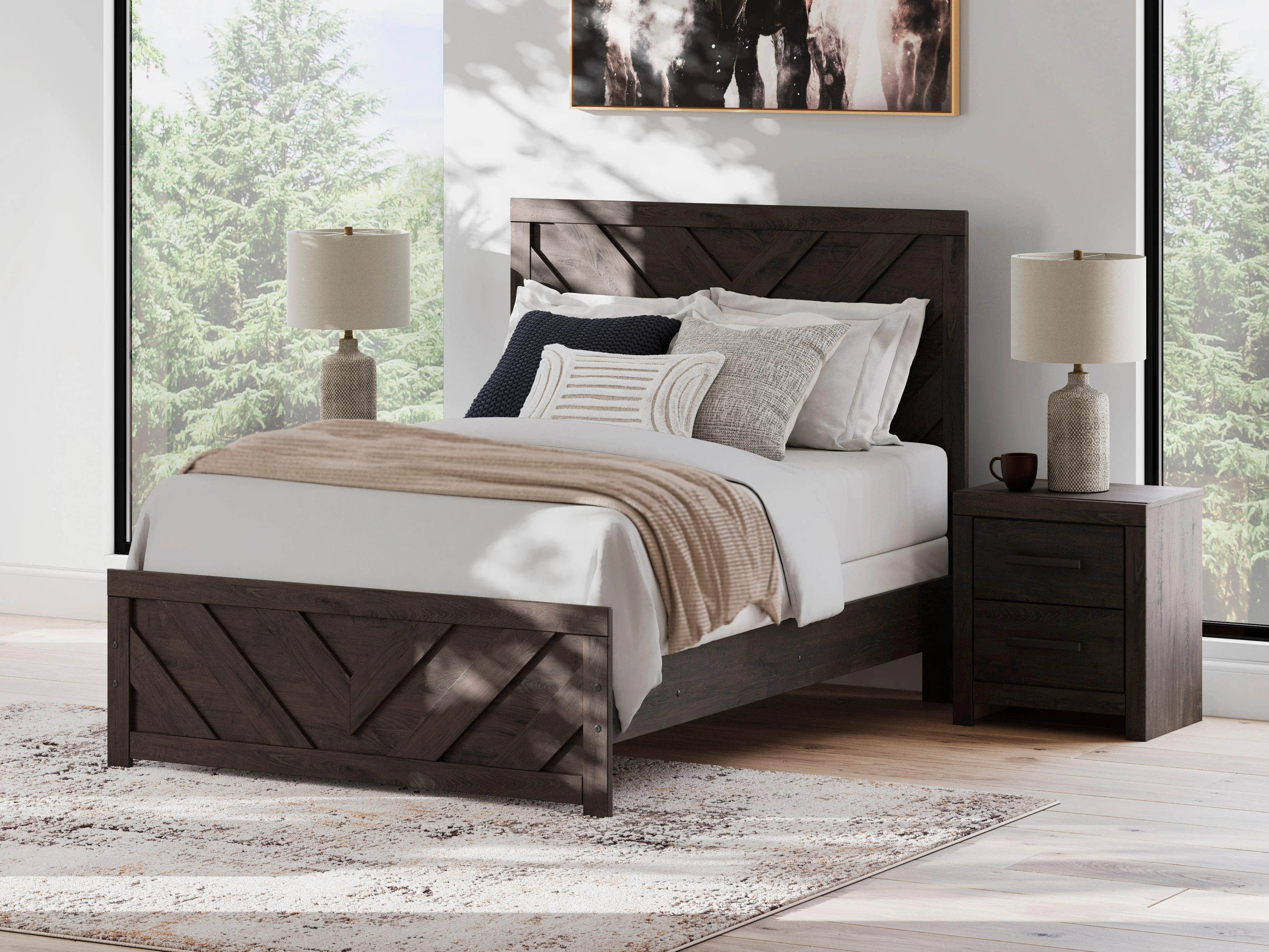 Prendonea Charcoal Full Panel Bed - Image 14