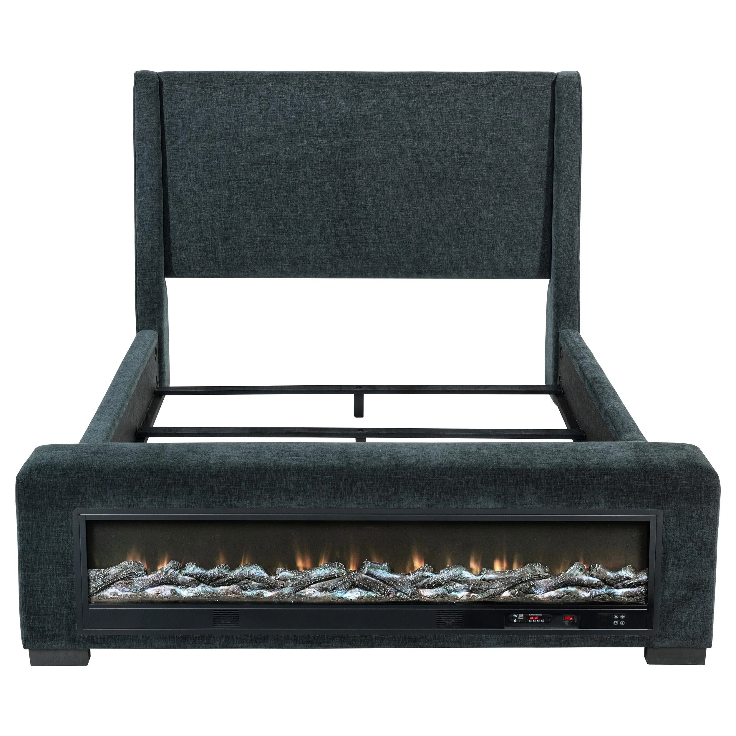 Preston  Upholstered Queen Audio Fireplace Bed - Image 5