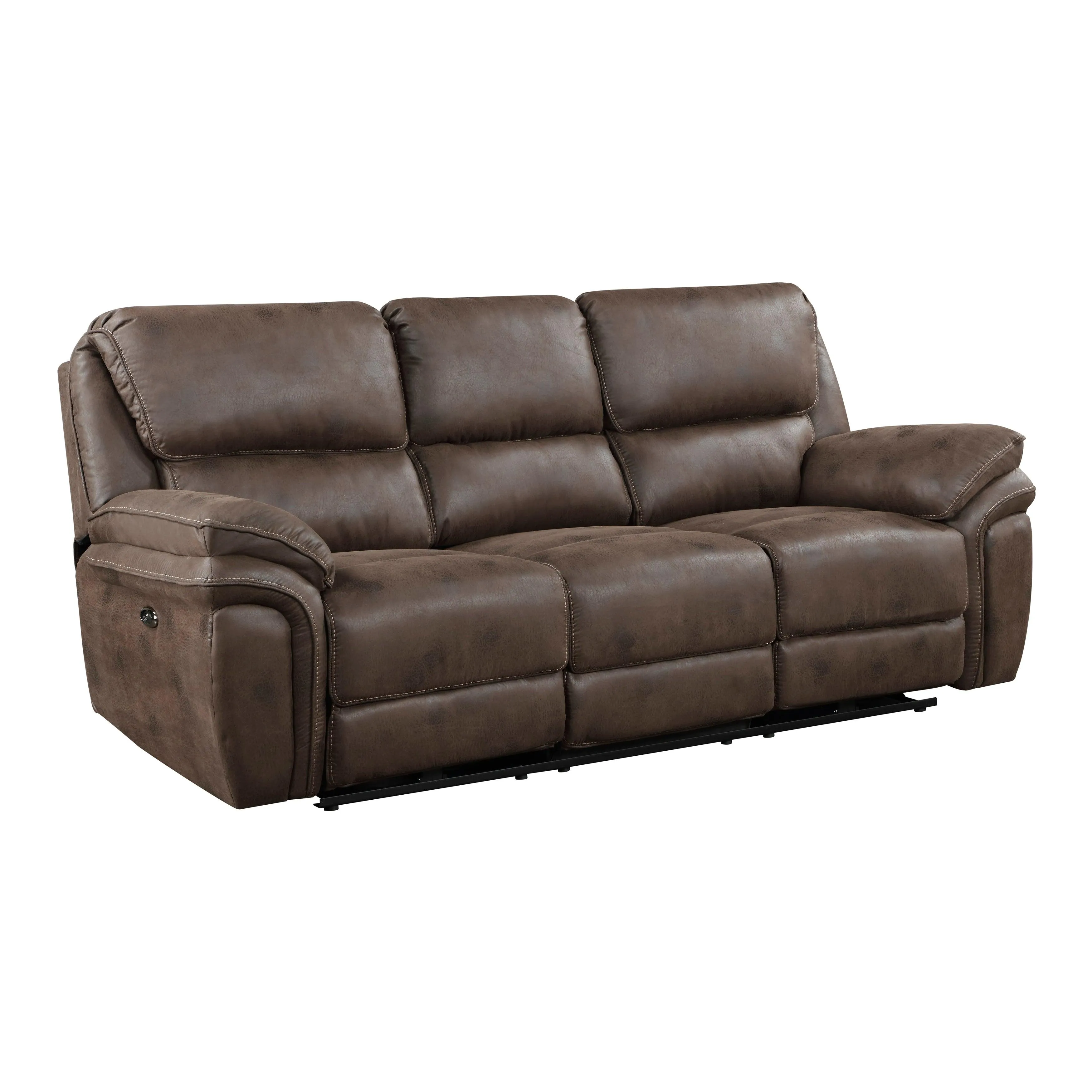Proctor Brown Microfiber Power Double Reclining Sofa - Image 3