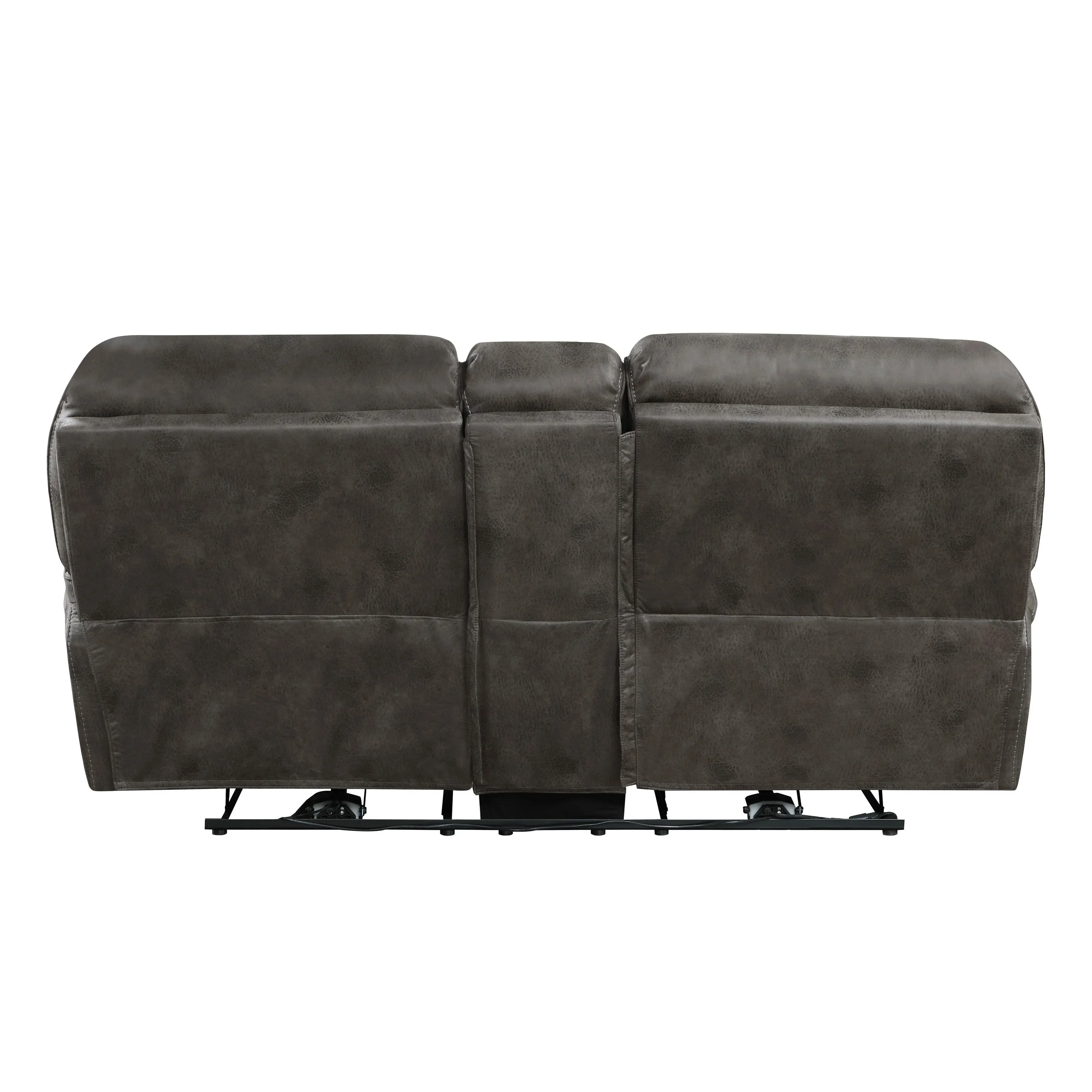Proctor Gray Microfiber Power Double Reclining Loveseat with Center Console - Image 4