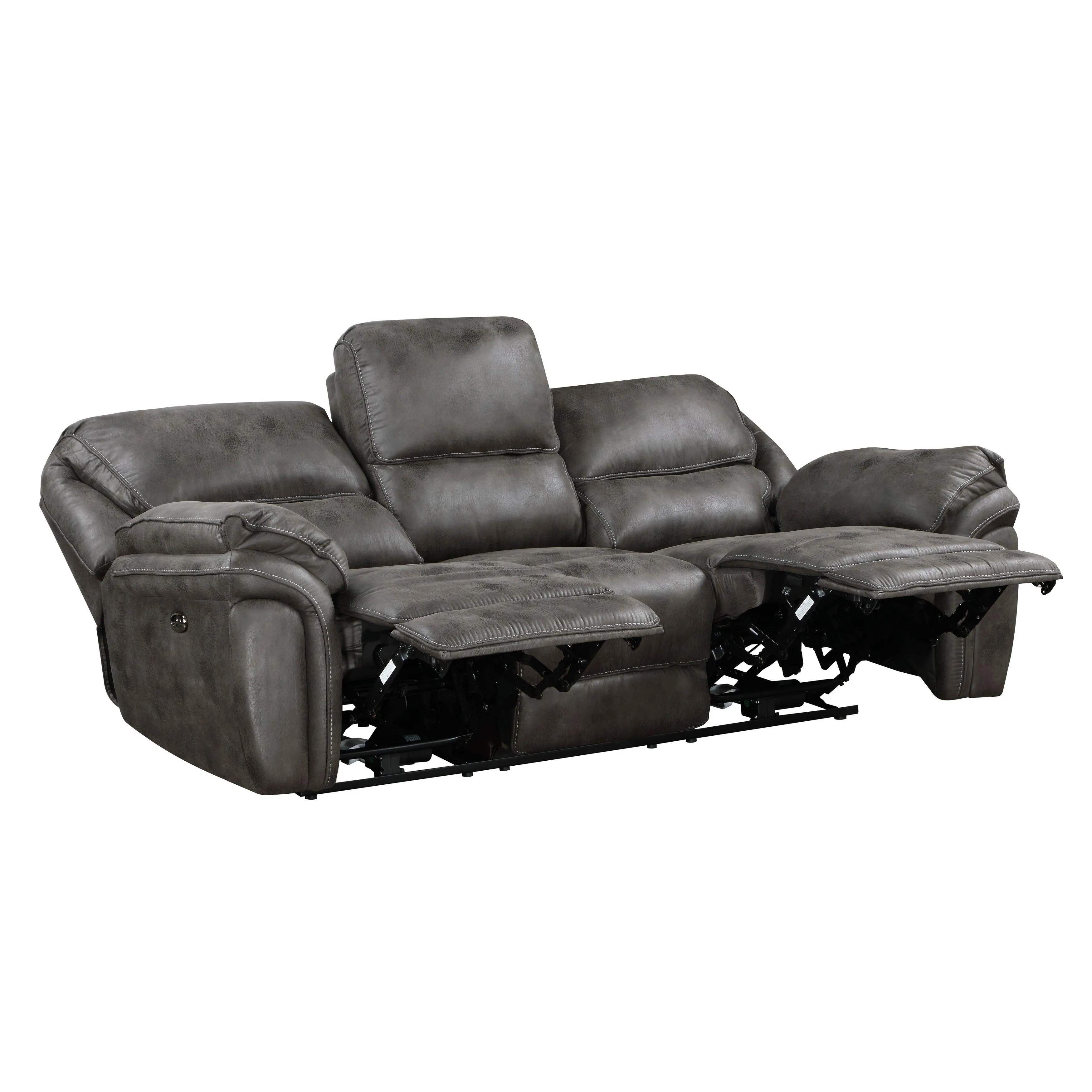 Proctor Gray Microfiber Power Double Reclining Sofa - Image 5
