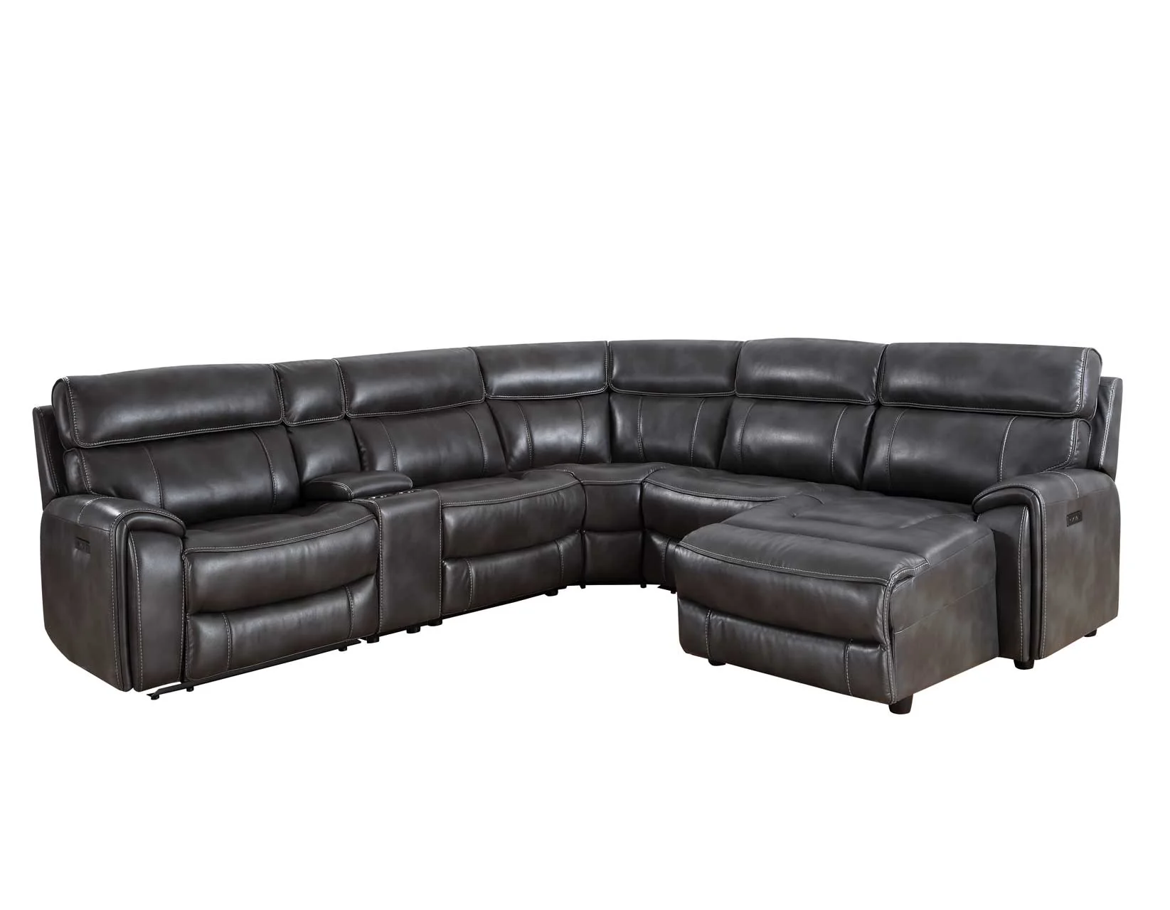 Provo Gray 6-Piece Right Arm Facing (RAF) Chaise Dual Power Reclining Sectional - Image 3