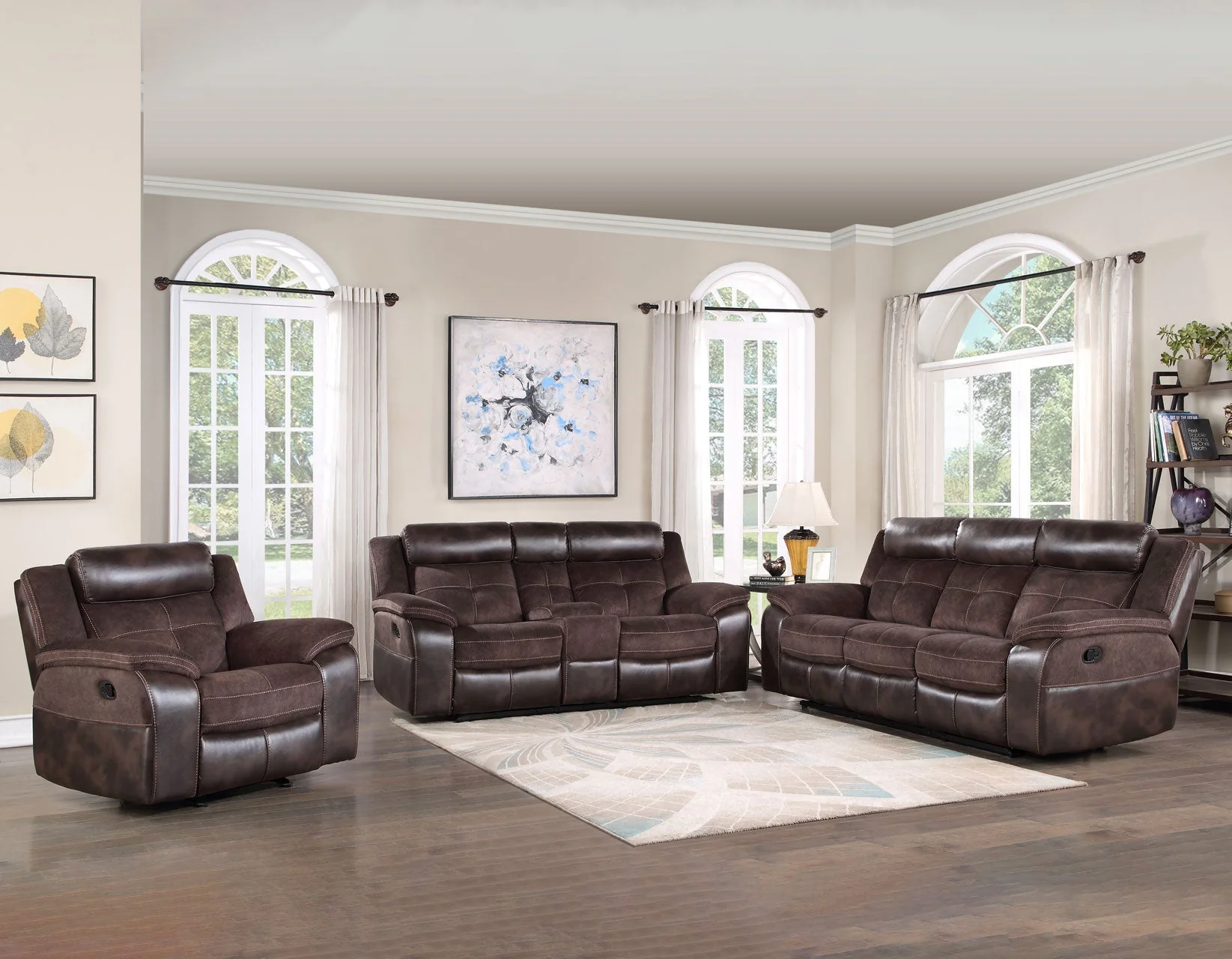 Pueblo Coffee Fabric/Leatherette 3-Piece Manual Reclining Set - Image 22