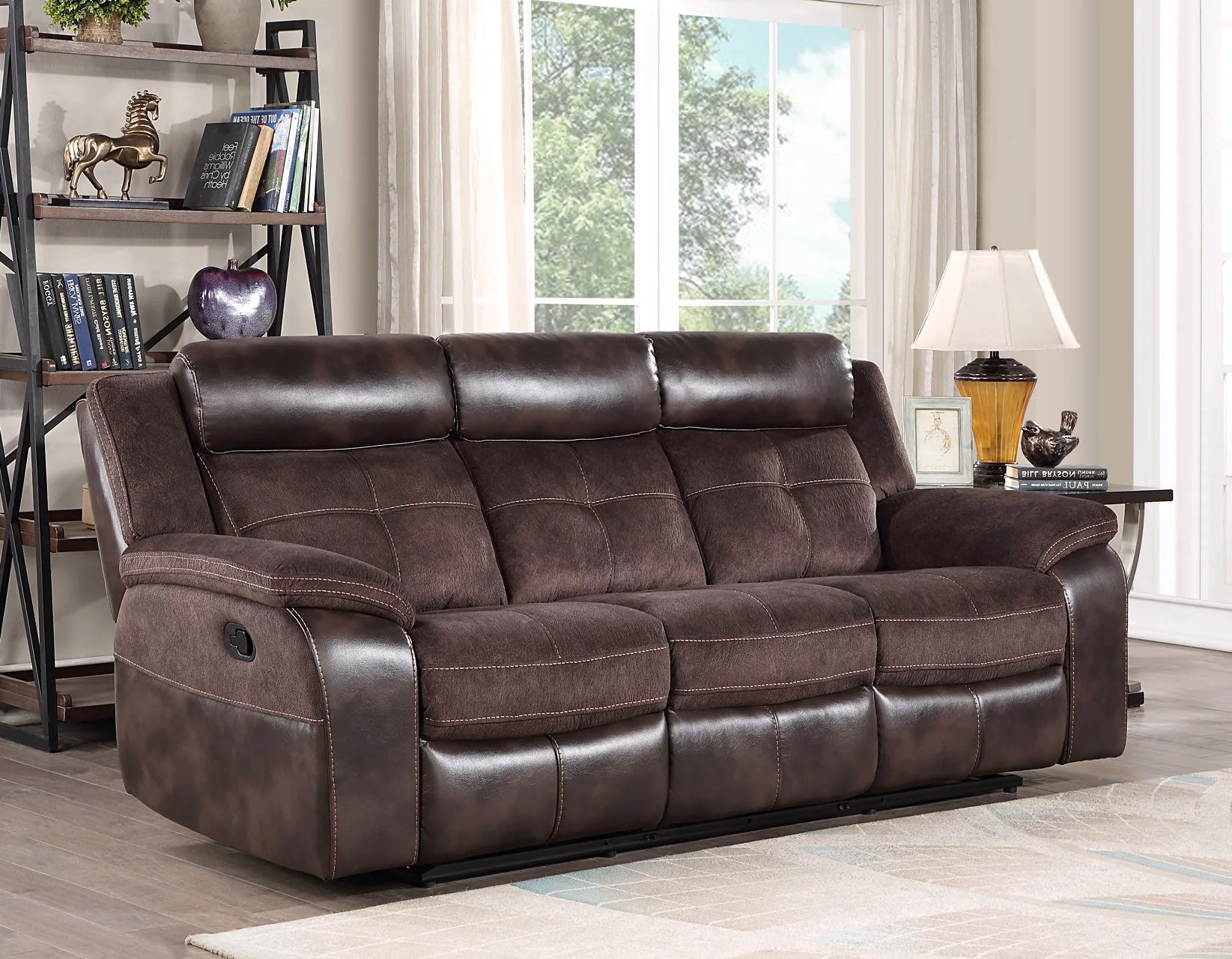 Pueblo Coffee Fabric/Leatherette 3-Piece Manual Reclining Set - Image 3