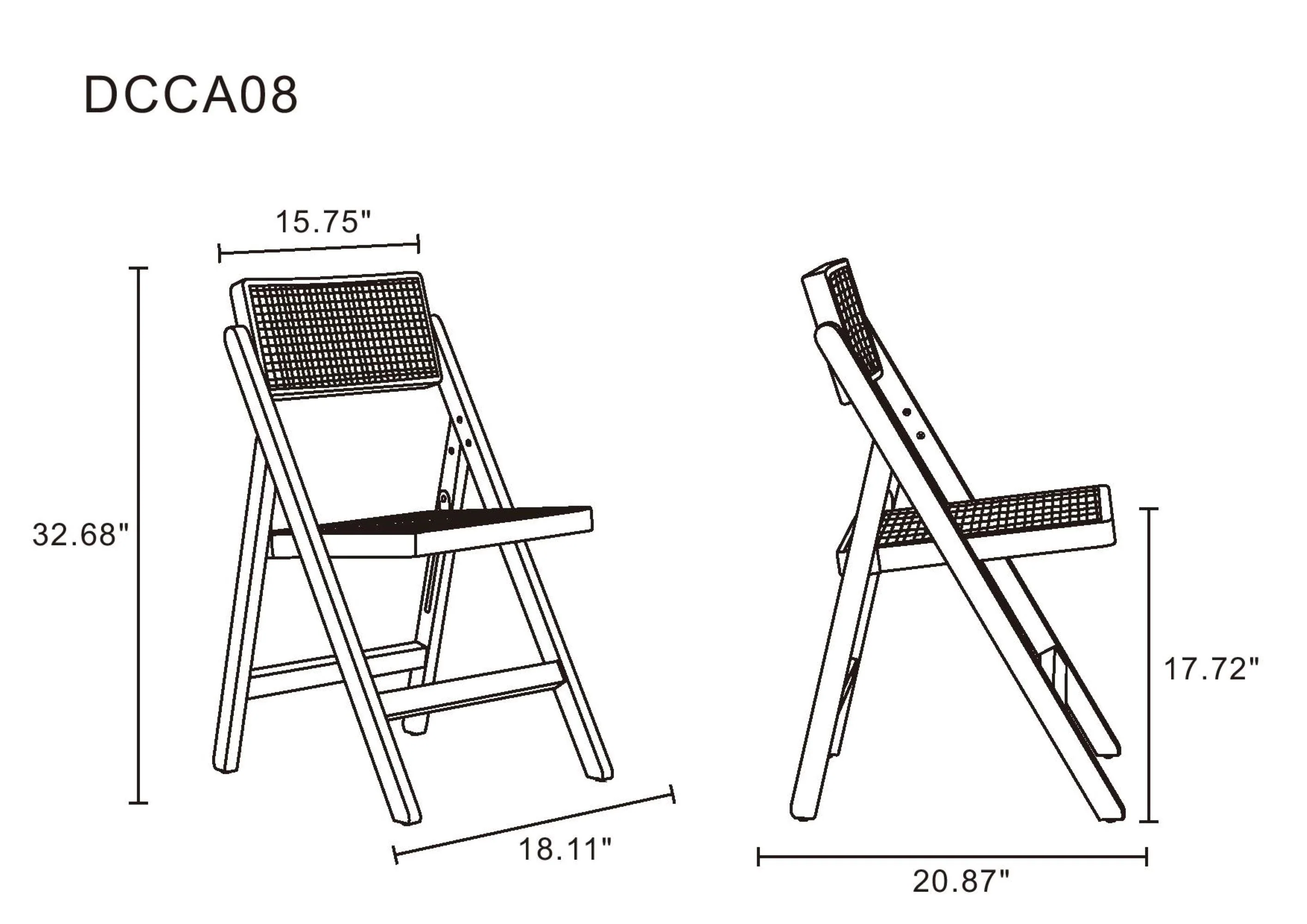 Pullman Folding Dining Chair in Nature Cane (set of 2) - Image 3