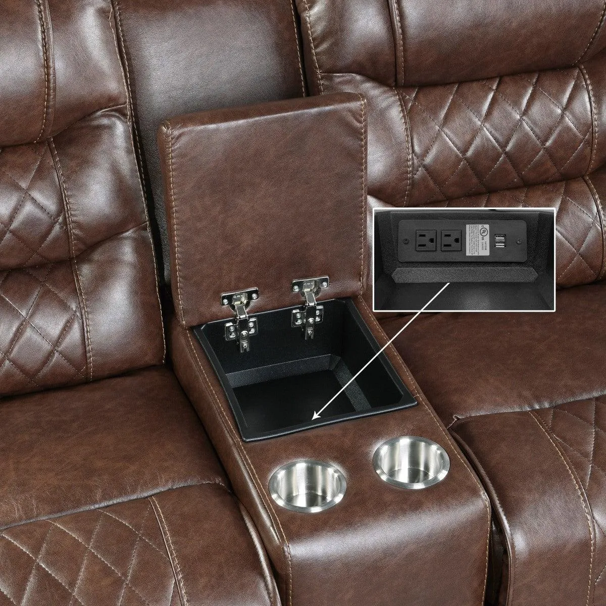 Putnam Brown Reclining Loveseat With Console - Image 3