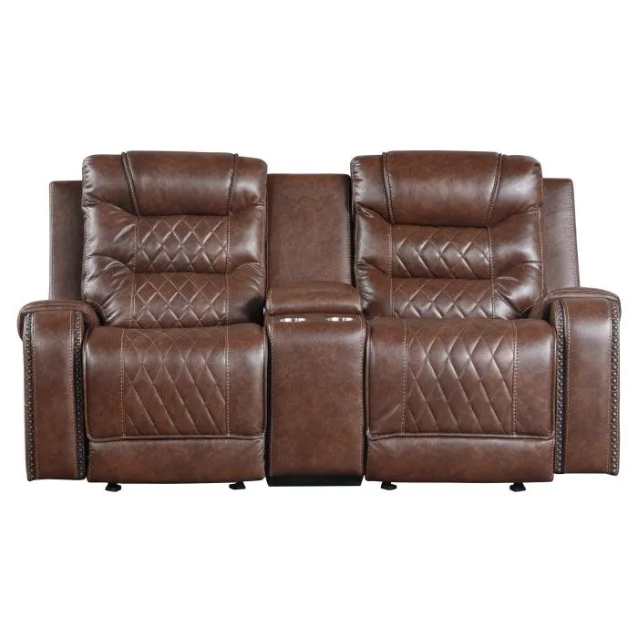 Putnam Brown Reclining Loveseat With Console - Image 4