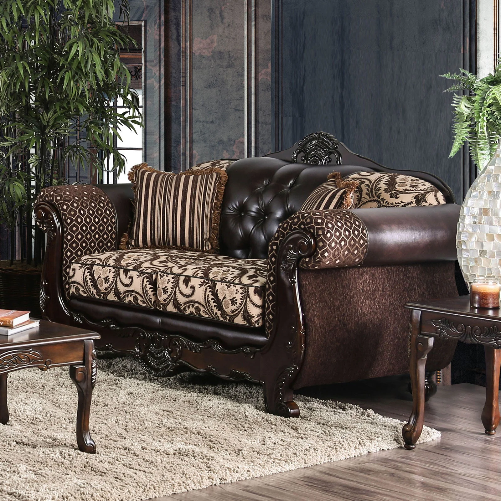Quirino Light Brown/Dark Brown Sofa & Loveseat - Image 2