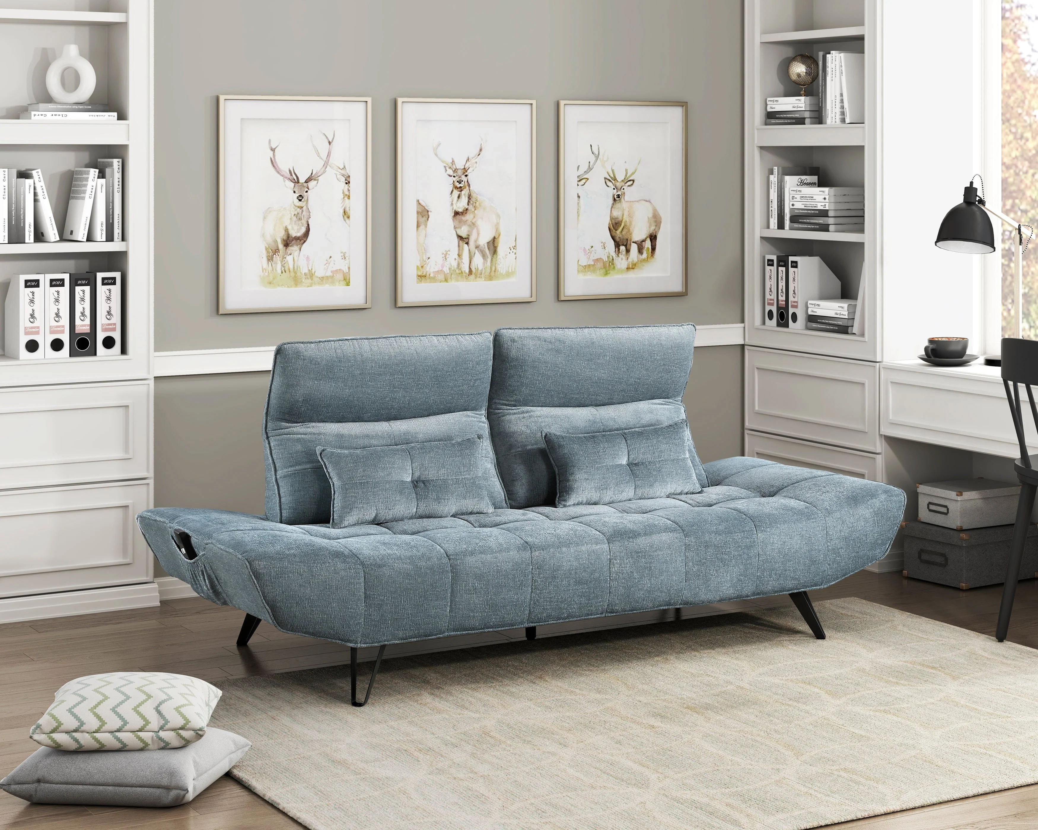 Quonsett Blue Sofa with Power Adjustable Seat - Image 2