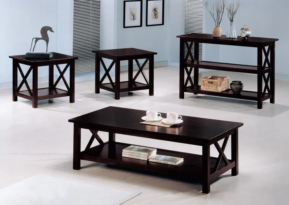 Rachelle Merlot Sofa Table with 2-Shelf Deep - Image 2