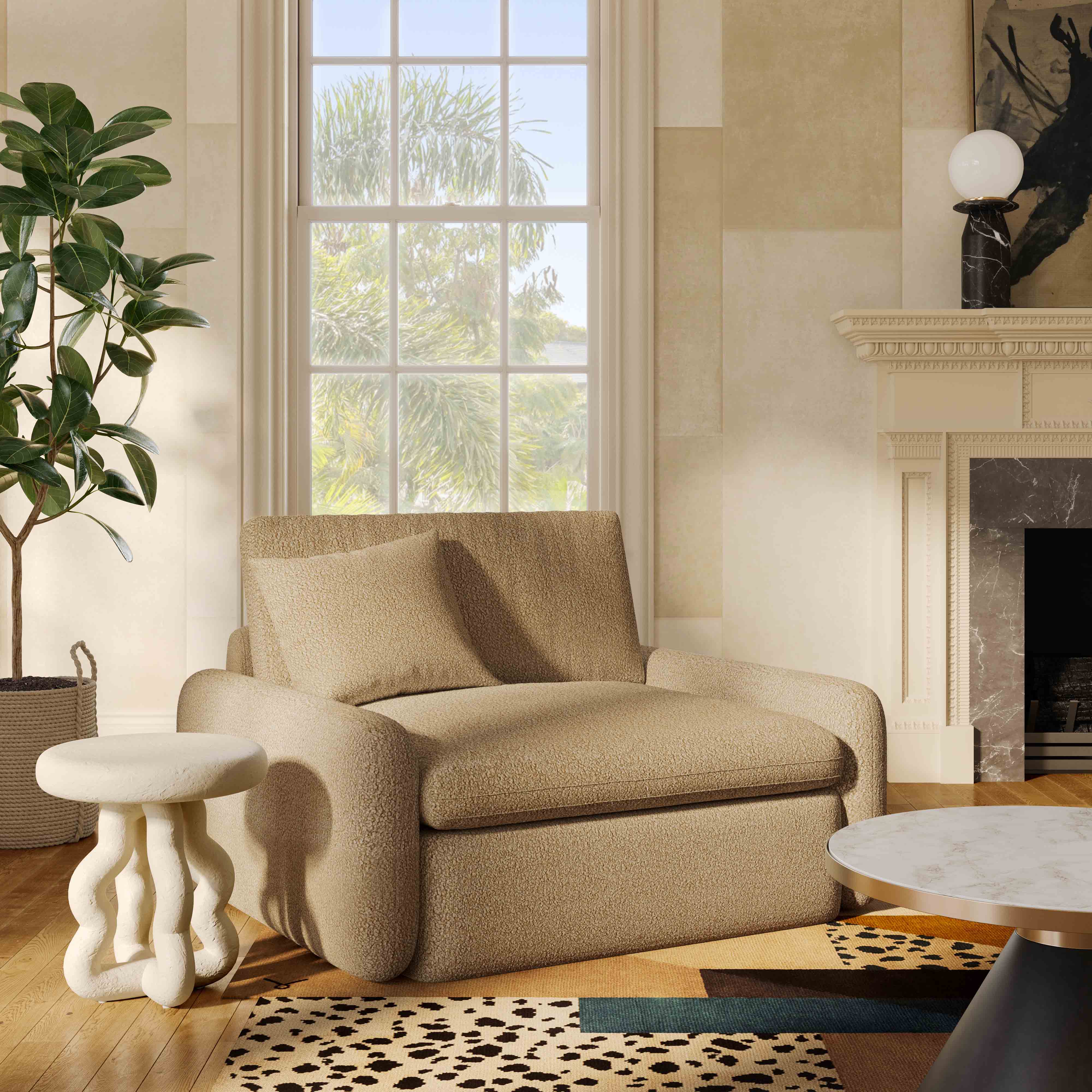Rachelle Tan Boucle Lounge Chair - Image 2