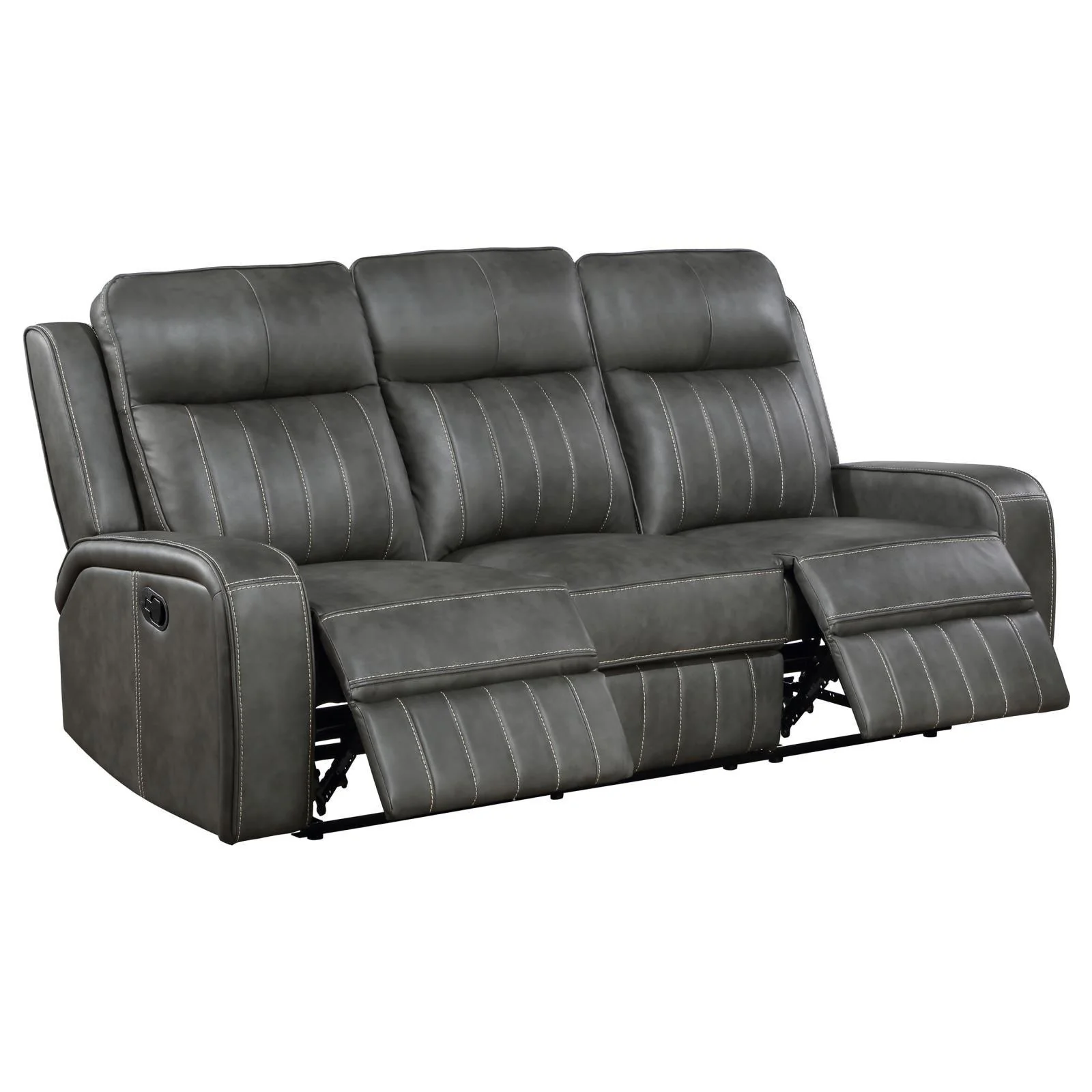 Raelynn Grey 2-Piece Upholstered Motion Reclining Sofa Set - Image 4