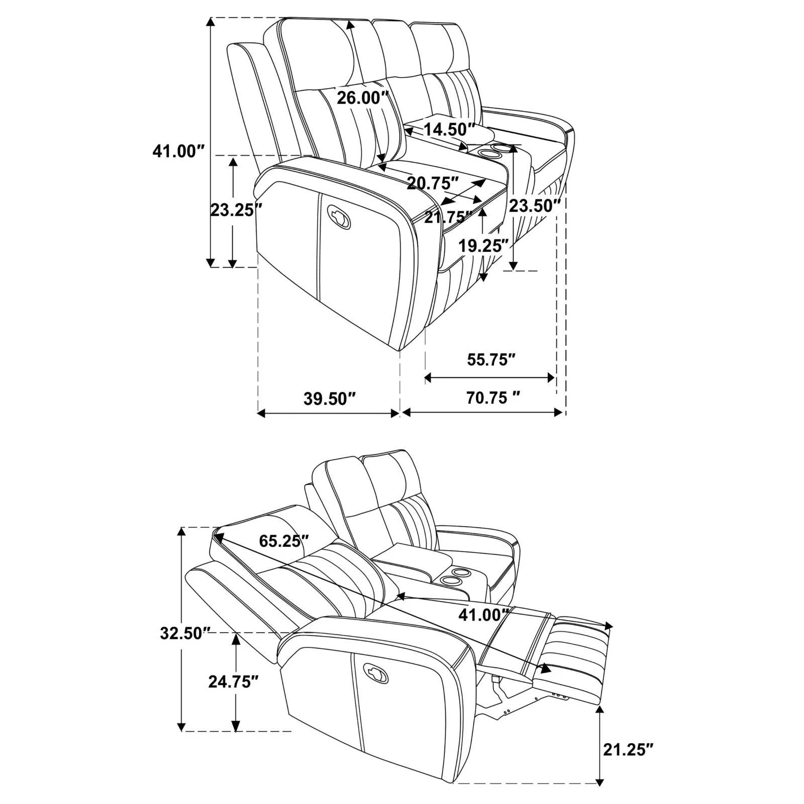 Raelynn Grey Upholstered Motion Reclining Loveseat - Image 13