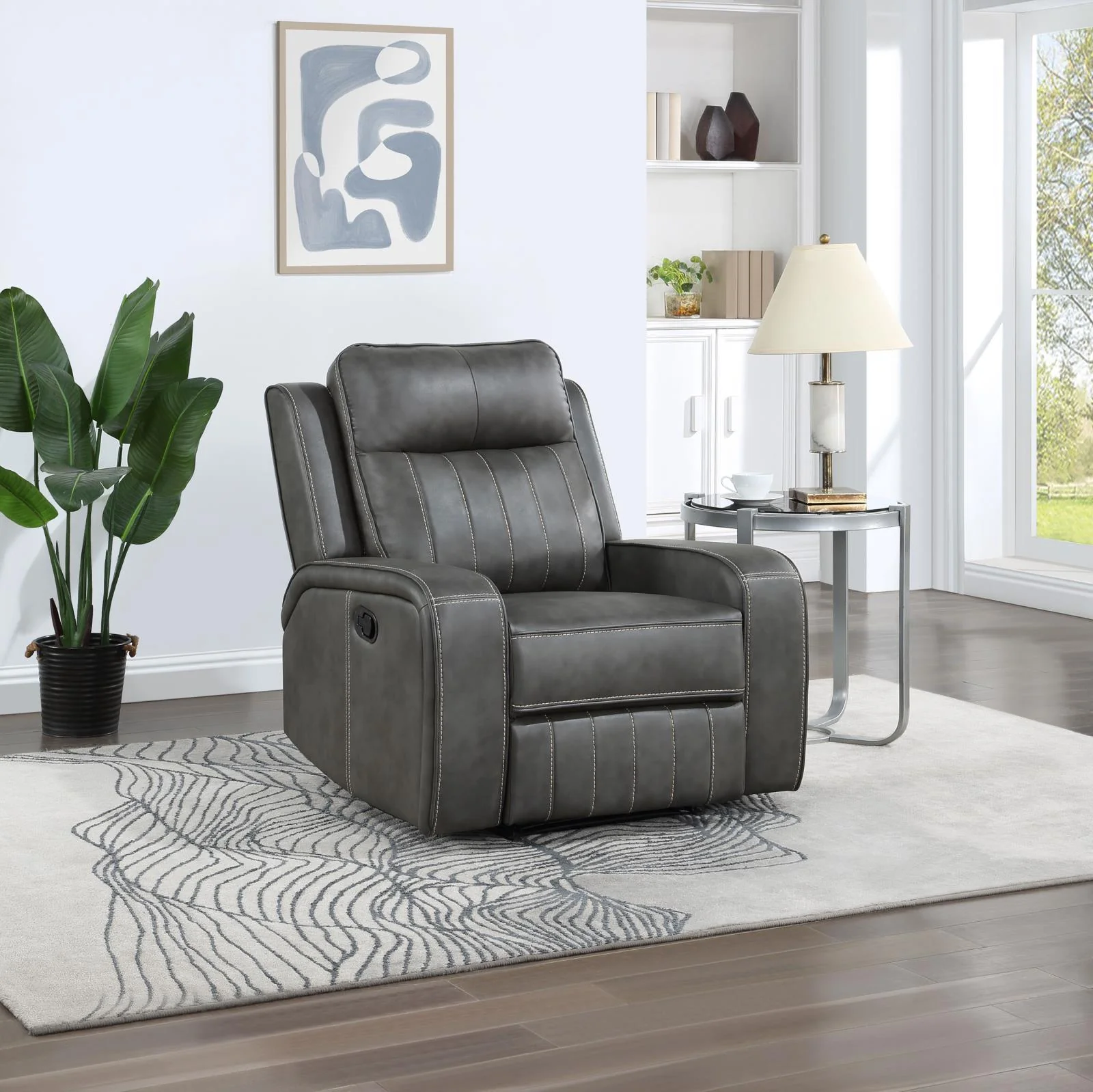 Raelynn Grey Upholstered Recliner Chair