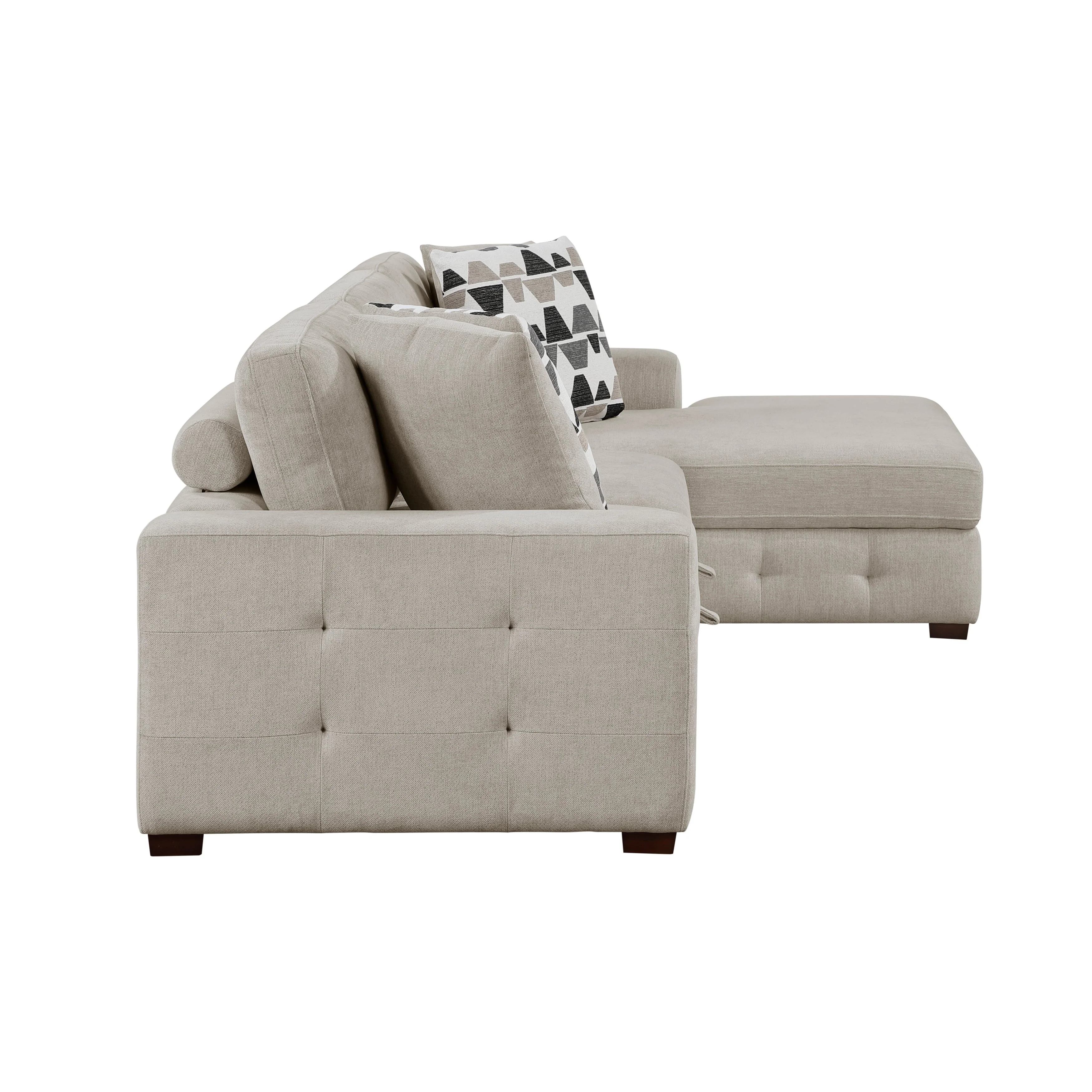 Raife Taupe 3-Piece Sectional with Right Chaise and Ottoman - Image 6