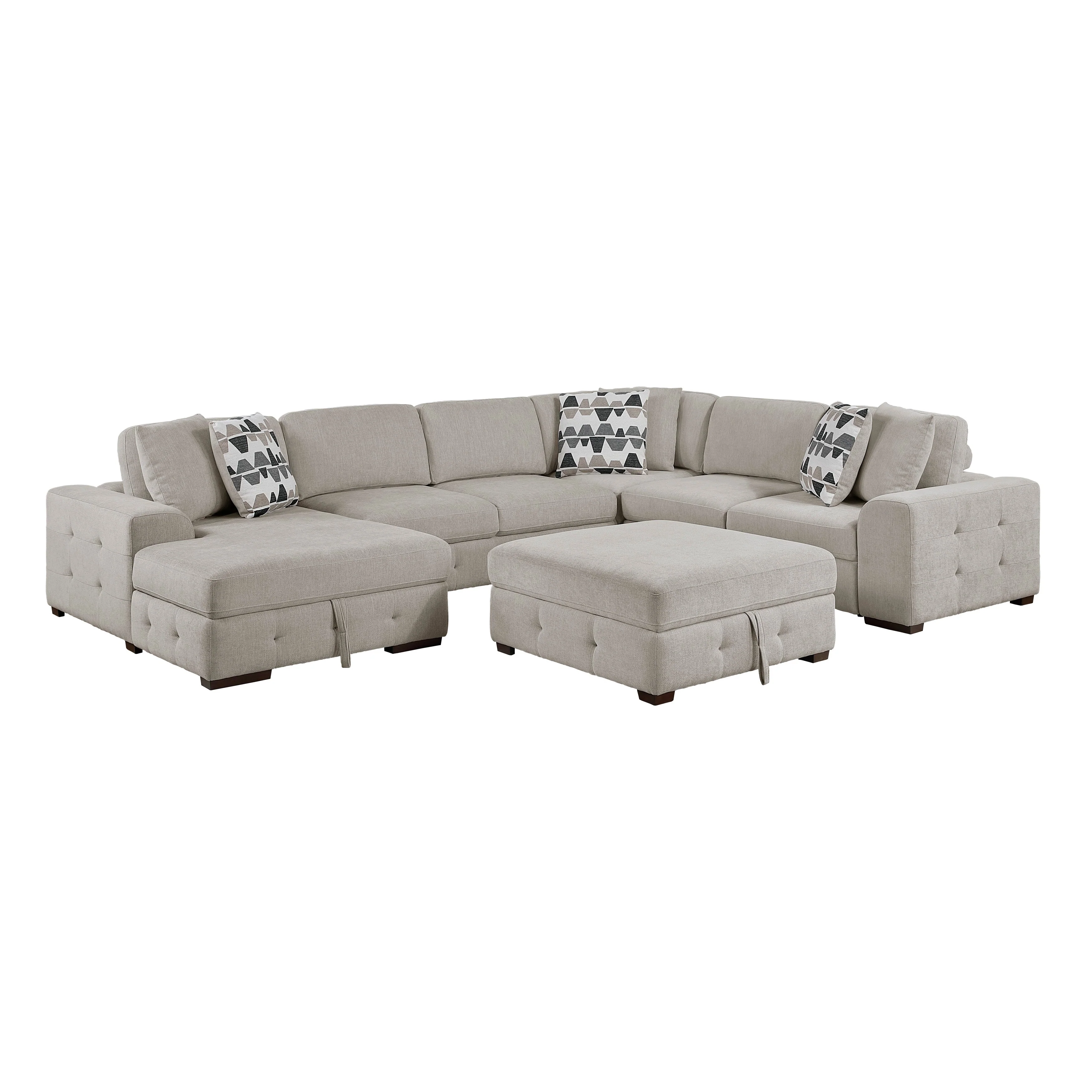 Raife Taupe 5-Piece Sectional with Left Chaise and Ottoman - Image 2