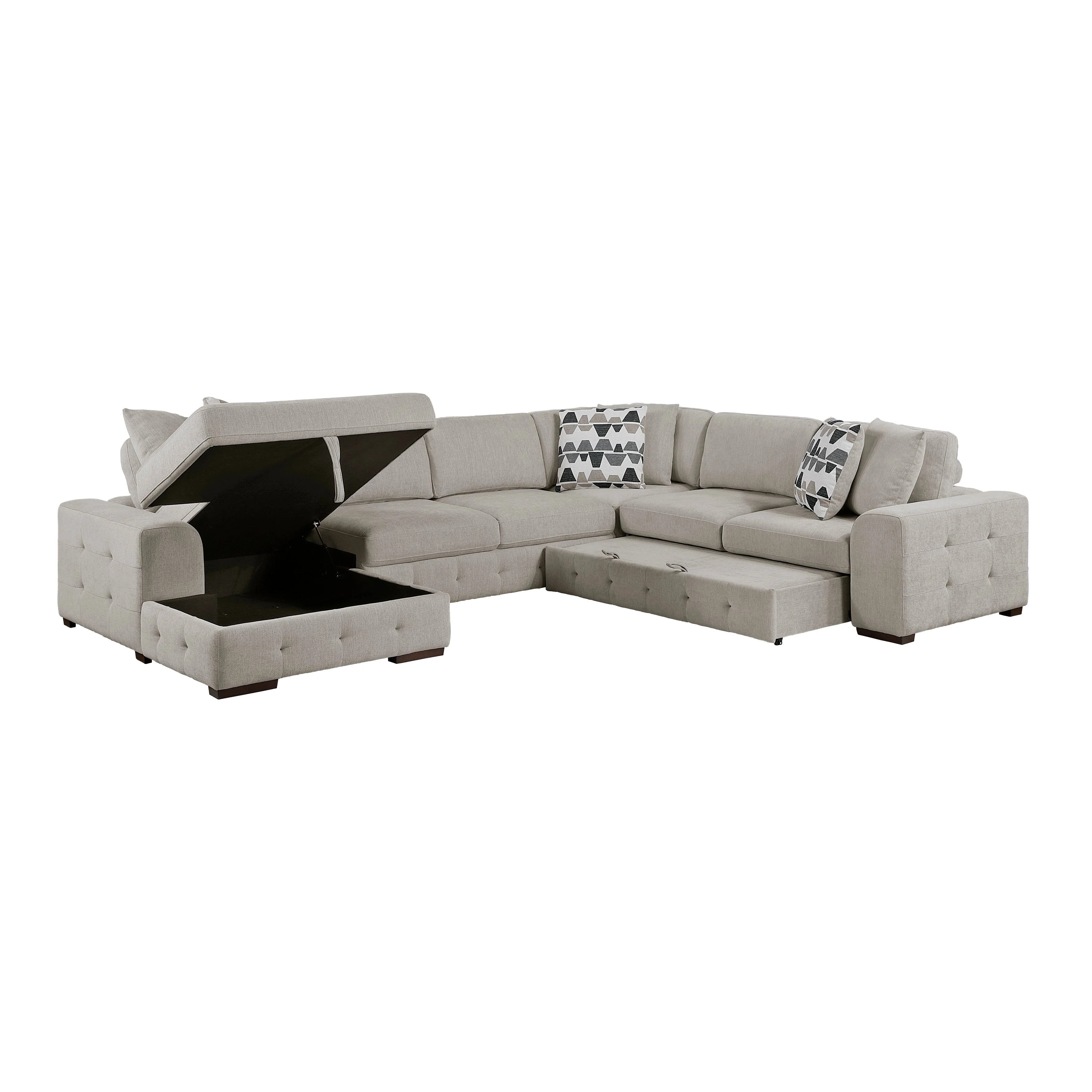 Raife Taupe 5-Piece Sectional with Left Chaise and Ottoman - Image 8