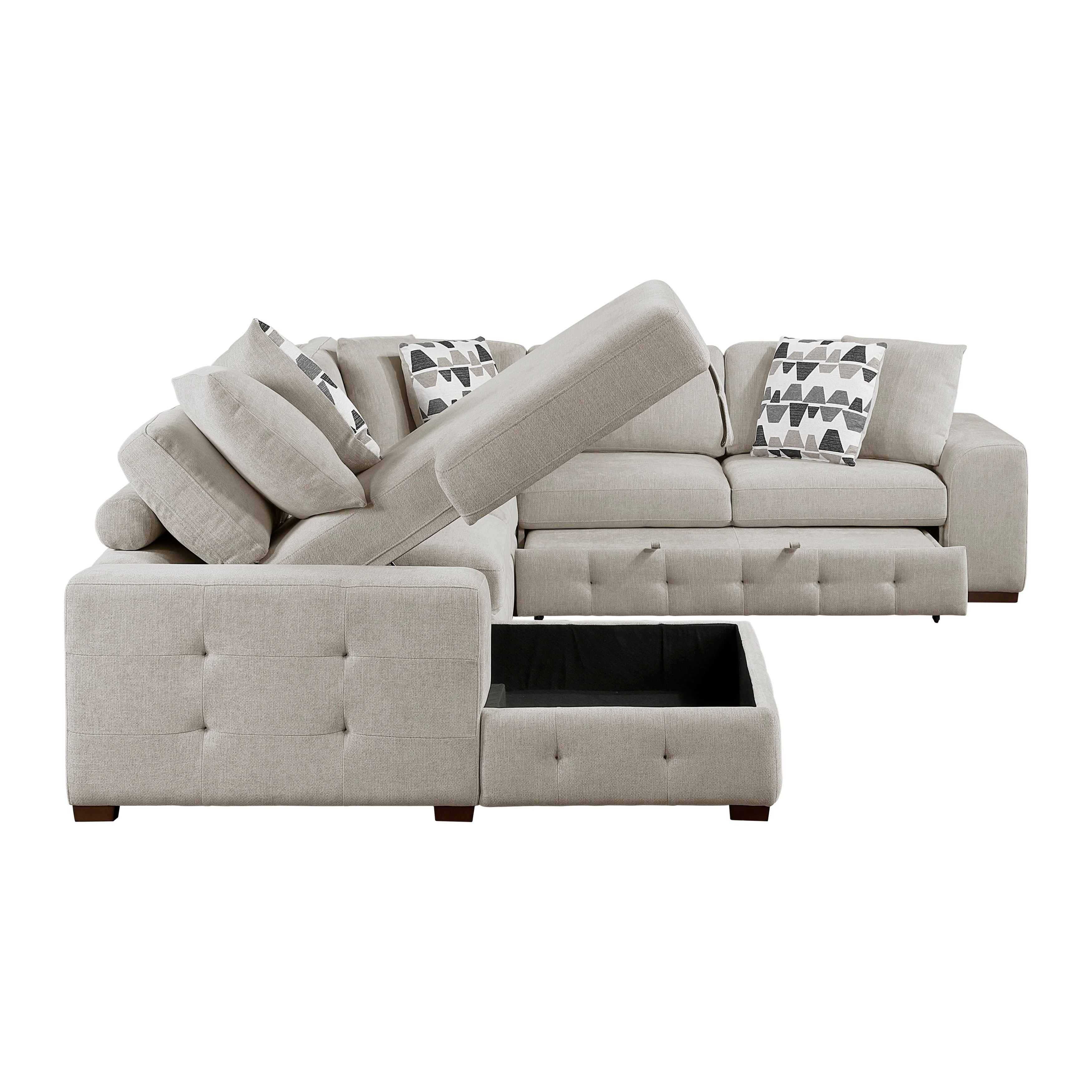 Raife Taupe 5-Piece Sectional with Left Chaise and Ottoman - Image 9