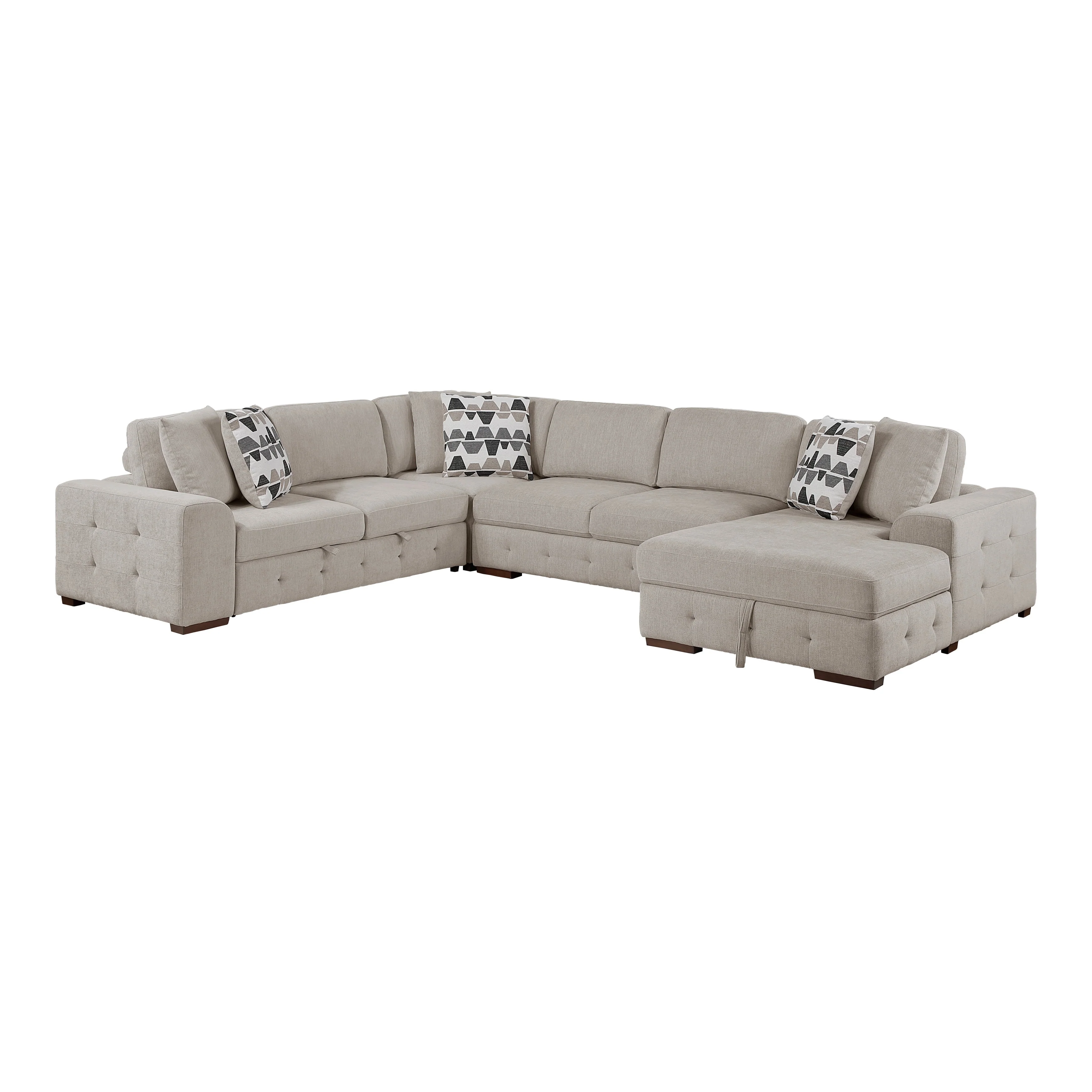 Raife Taupe 5-Piece Sectional with Right Chaise and Ottoman - Image 4