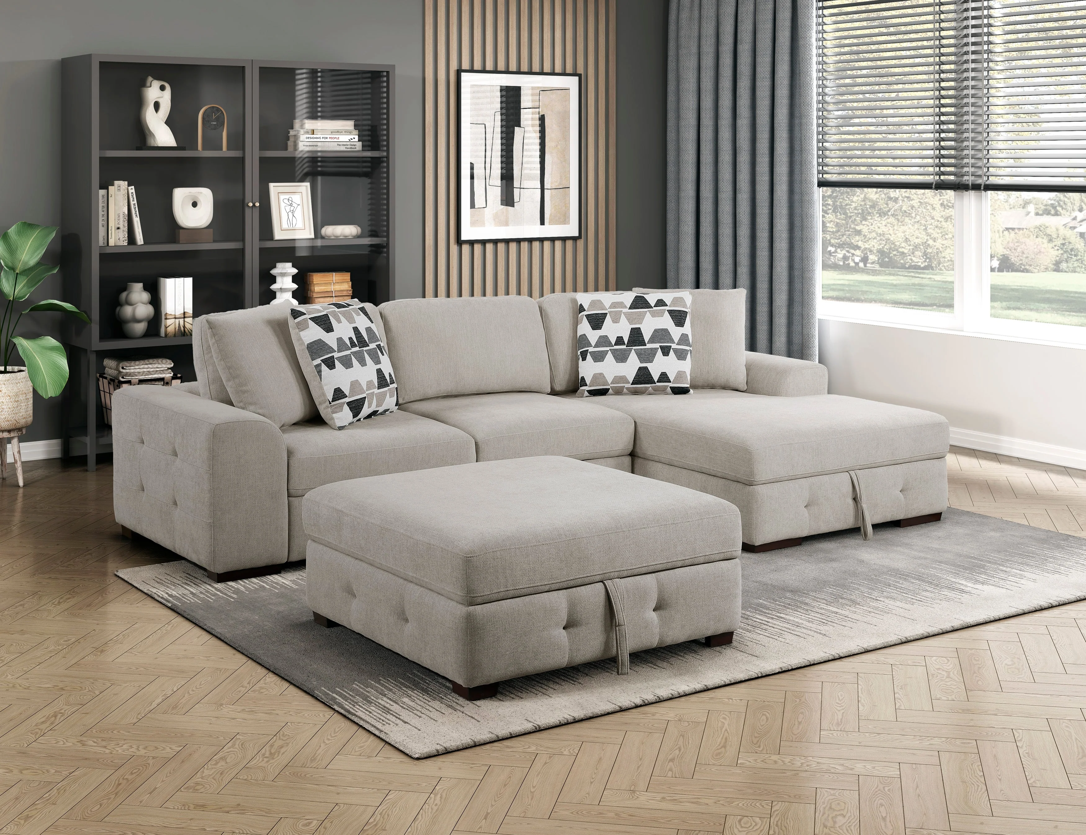 Raife Taupe Ottoman - Image 6