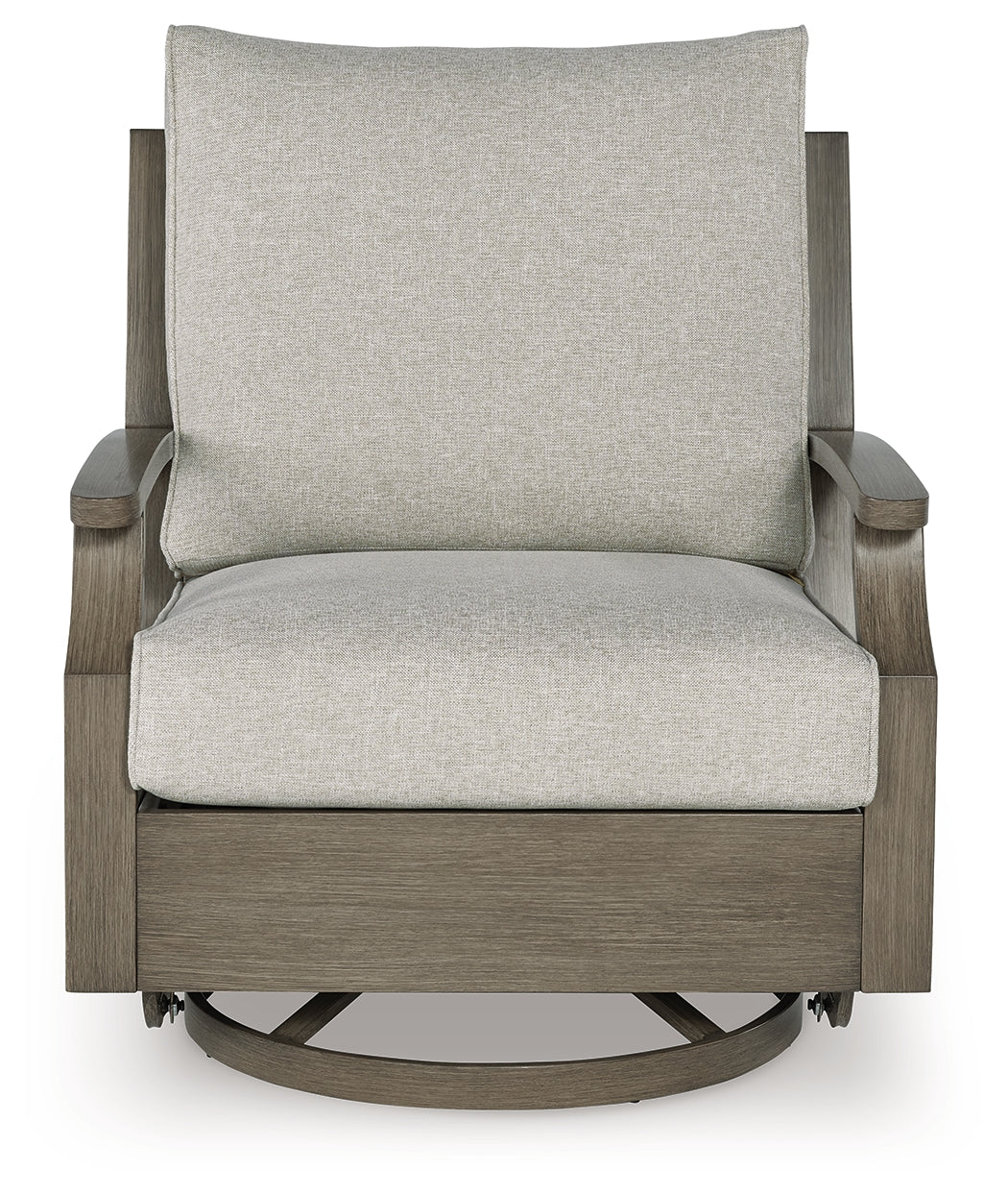 Rainier Ranch Brown/Beige Outdoor Swivel Glider Chair with Cushion - Image 2