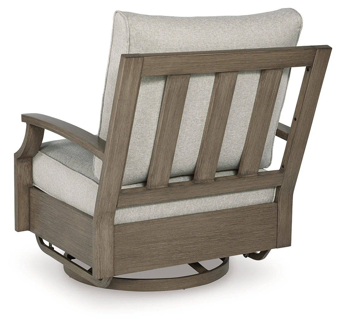 Rainier Ranch Brown/Beige Outdoor Swivel Glider Chair with Cushion - Image 4