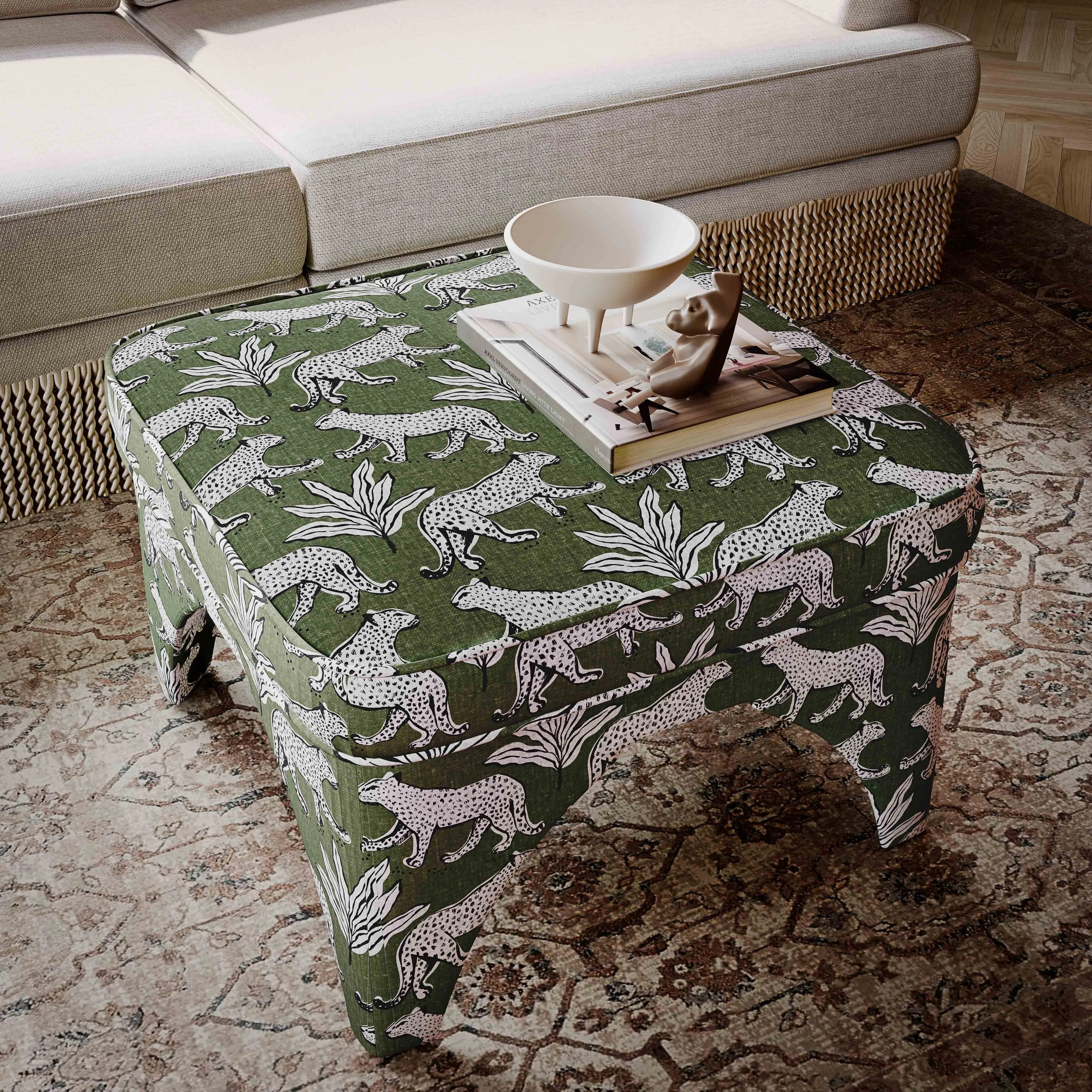 Raji Leopard Jacquard Ottoman - Image 9