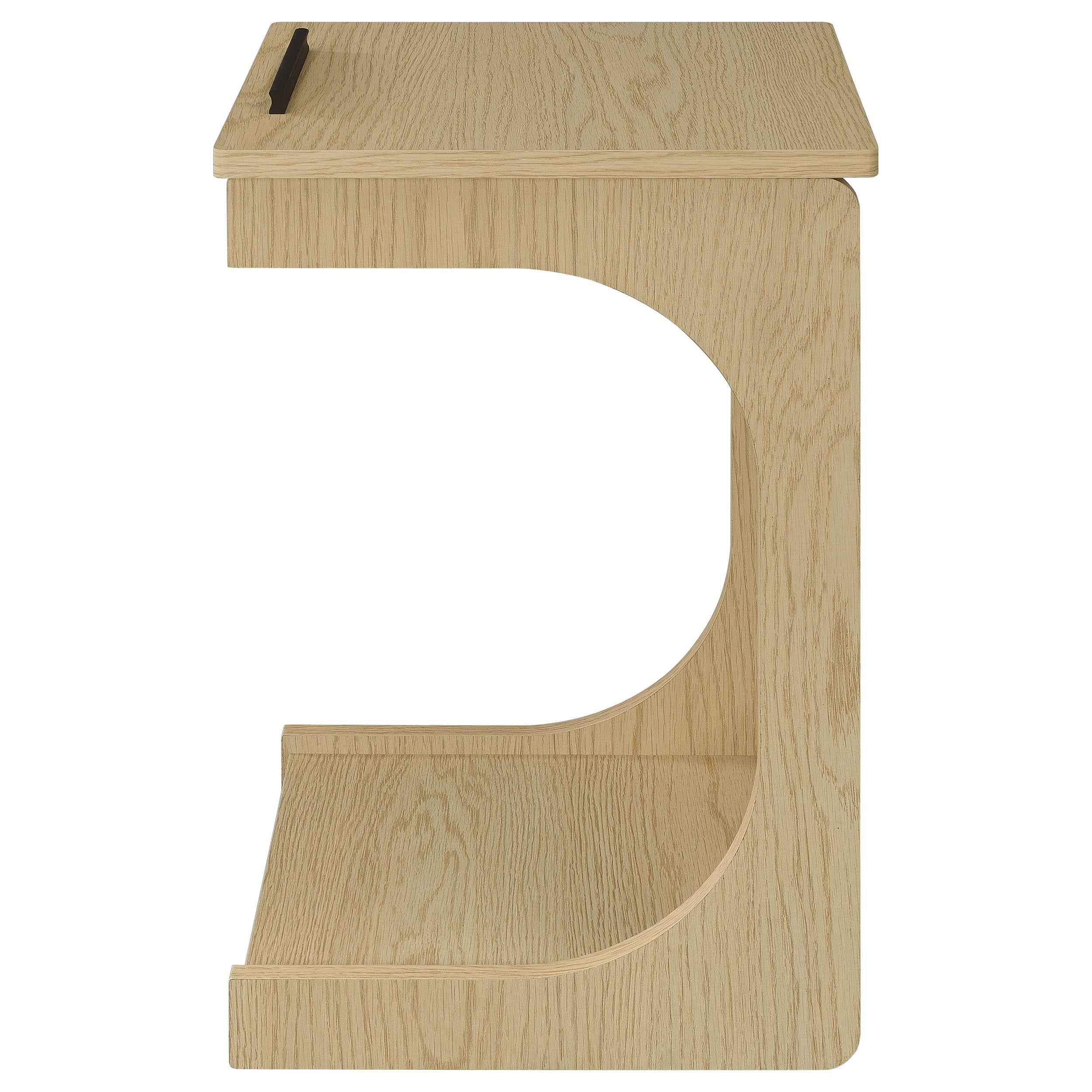 Ralston Light Oak C-Shaped Lift-Top Sofa Side Table With Casters - Image 10