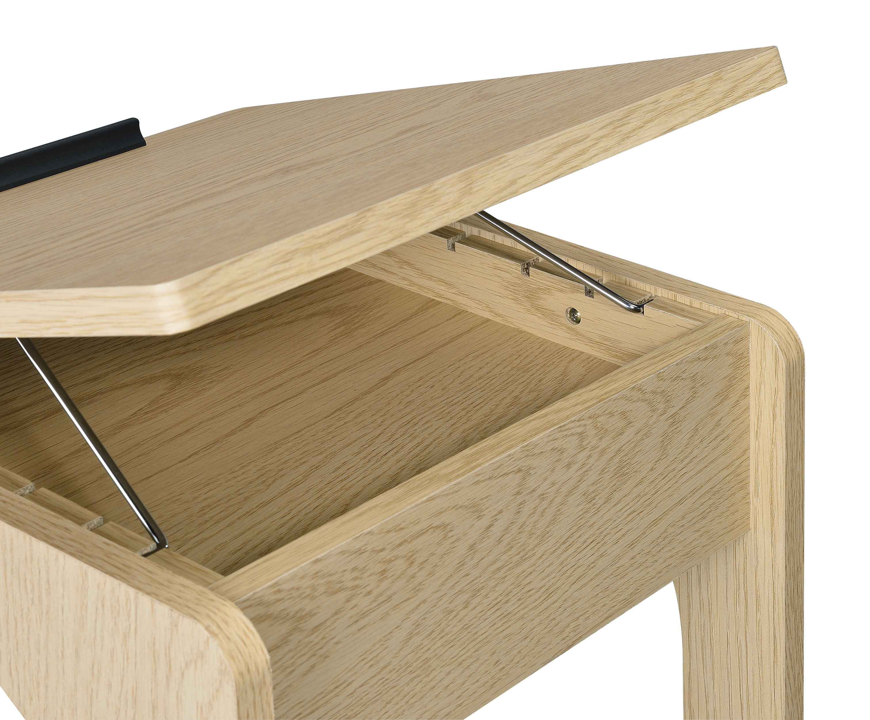 Ralston Light Oak C-Shaped Lift-Top Sofa Side Table With Casters - Image 13
