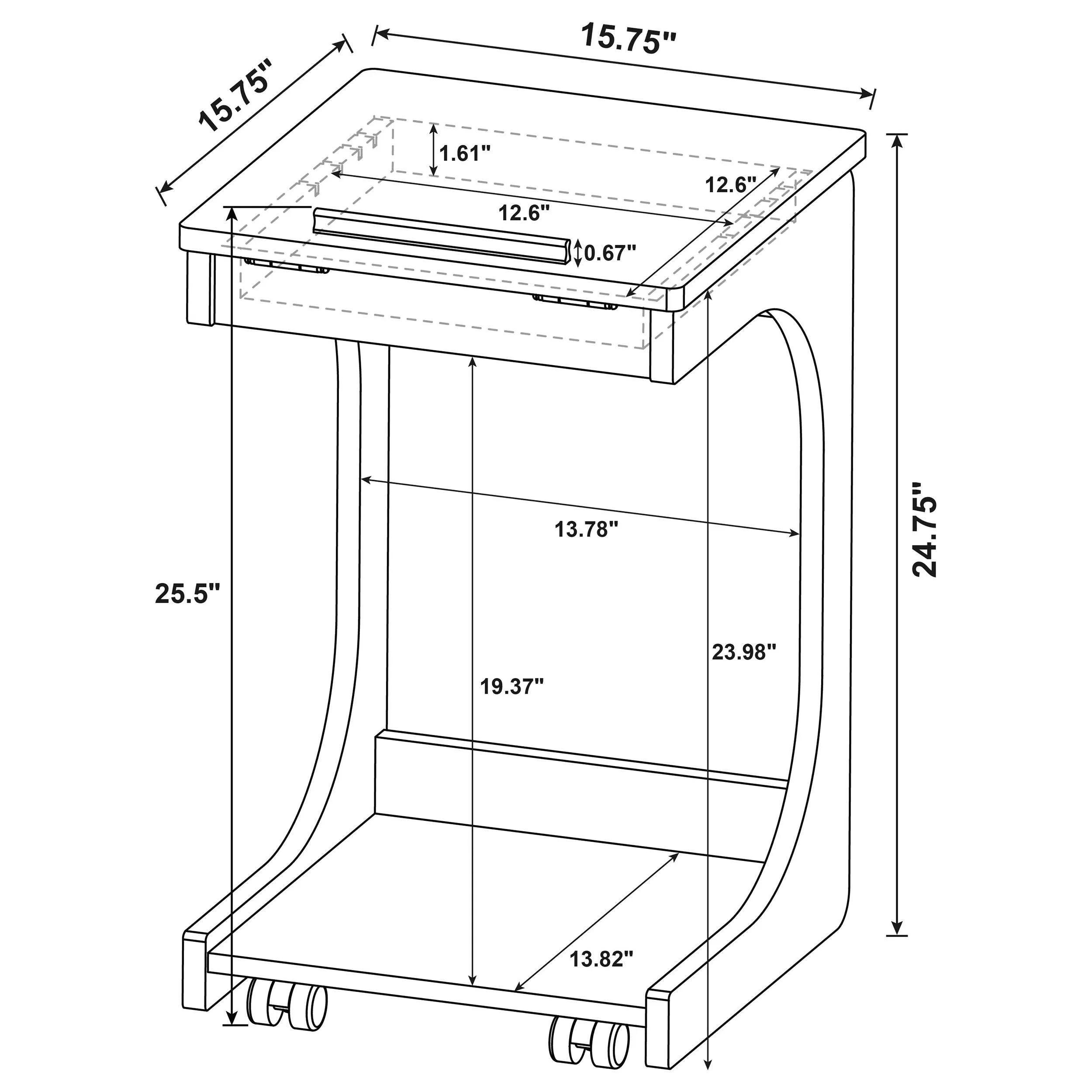 Ralston Light Oak C-Shaped Lift-Top Sofa Side Table With Casters - Image 15