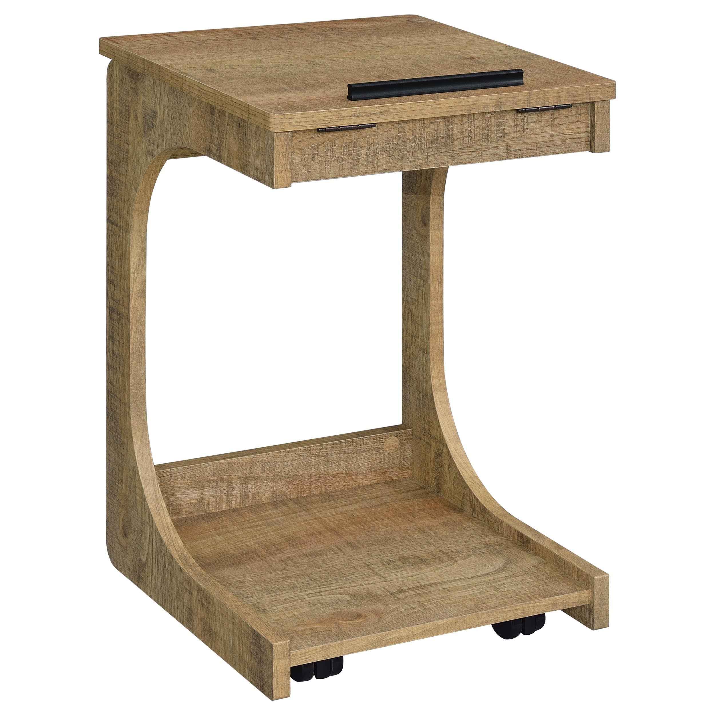 Ralston Mango C-Shaped Lift-Top Sofa Side Table With Casters - Image 3