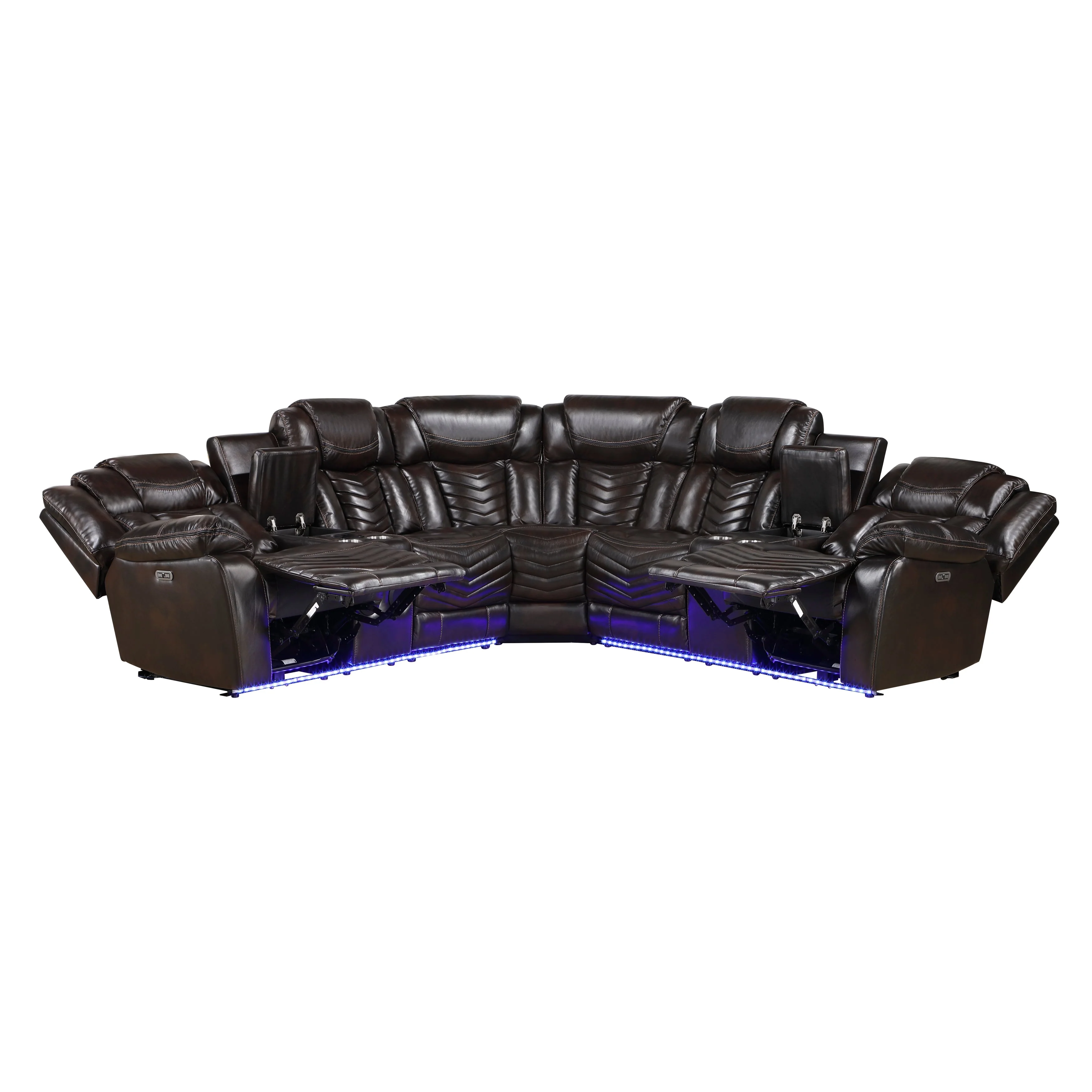 Ramone Dark Brown 3-Piece Power Reclining Sectional with Consoles - Image 10