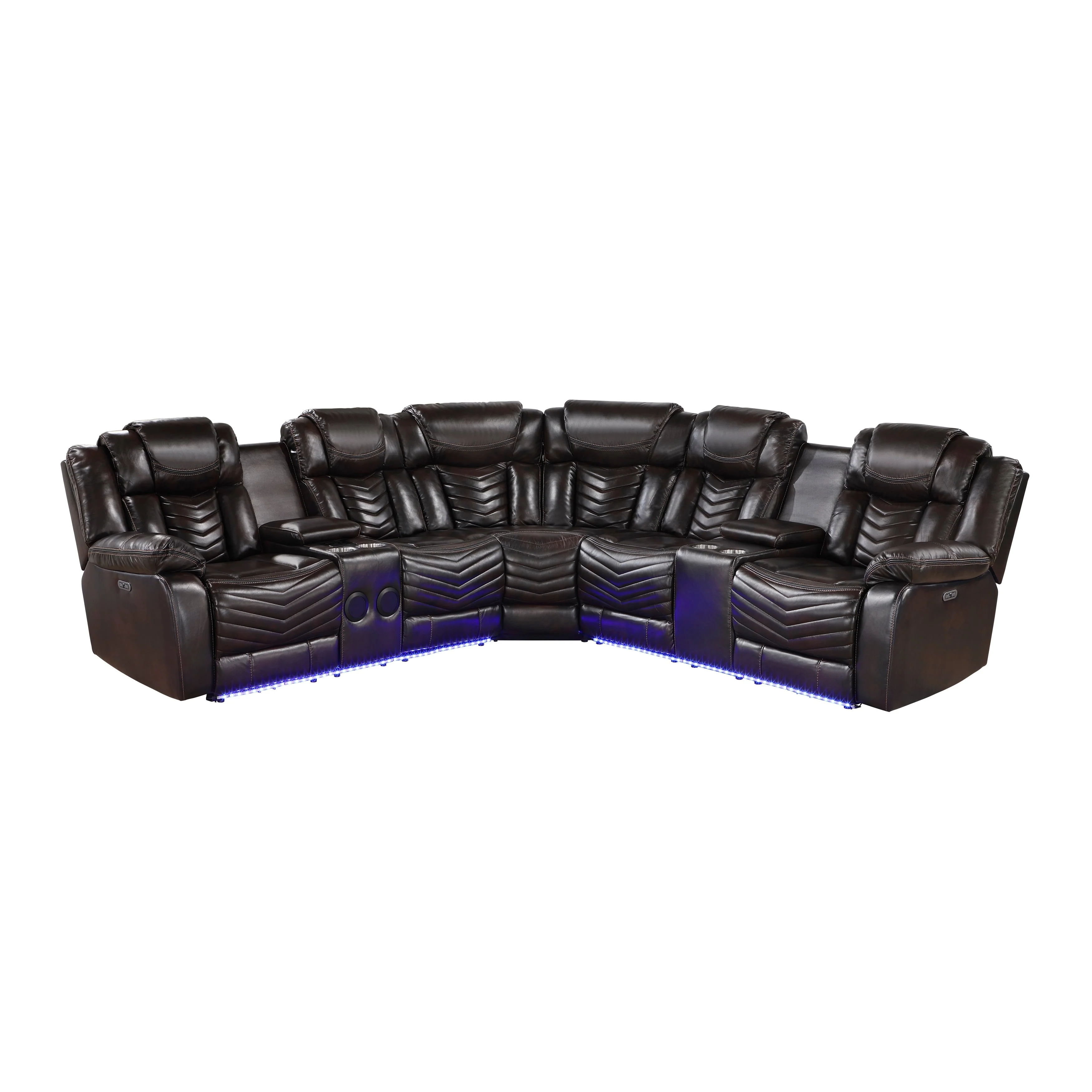 Ramone Dark Brown 3-Piece Power Reclining Sectional with Consoles - Image 3