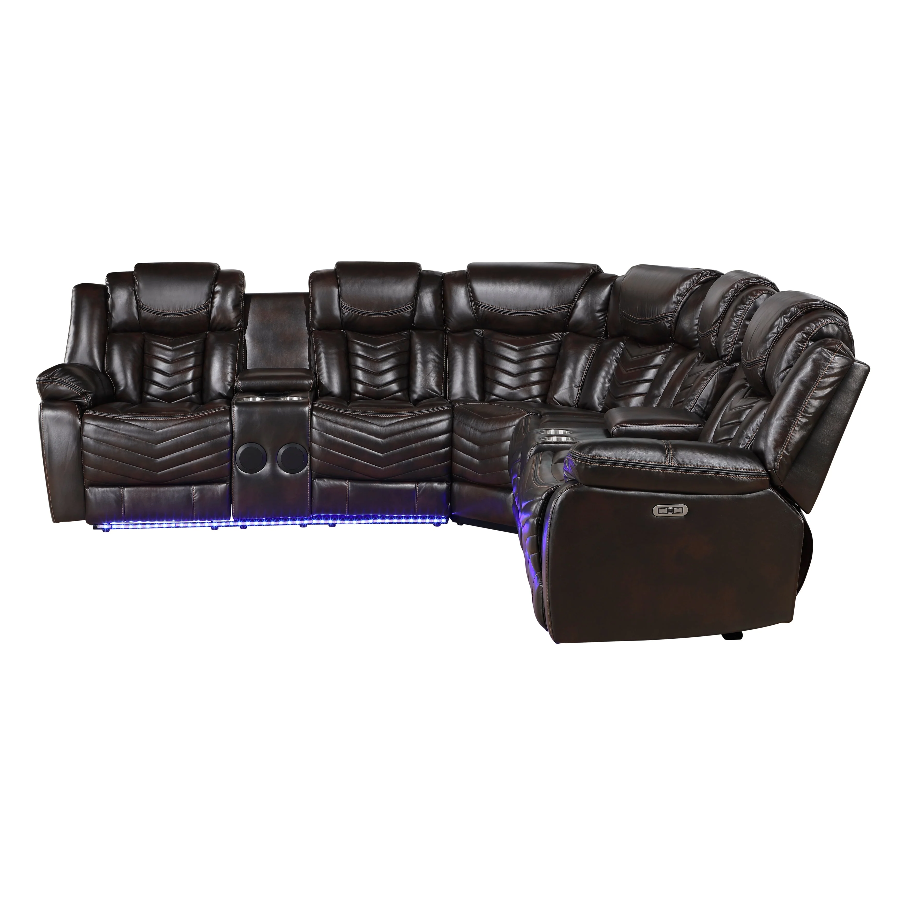 Ramone Dark Brown 3-Piece Power Reclining Sectional with Consoles - Image 7