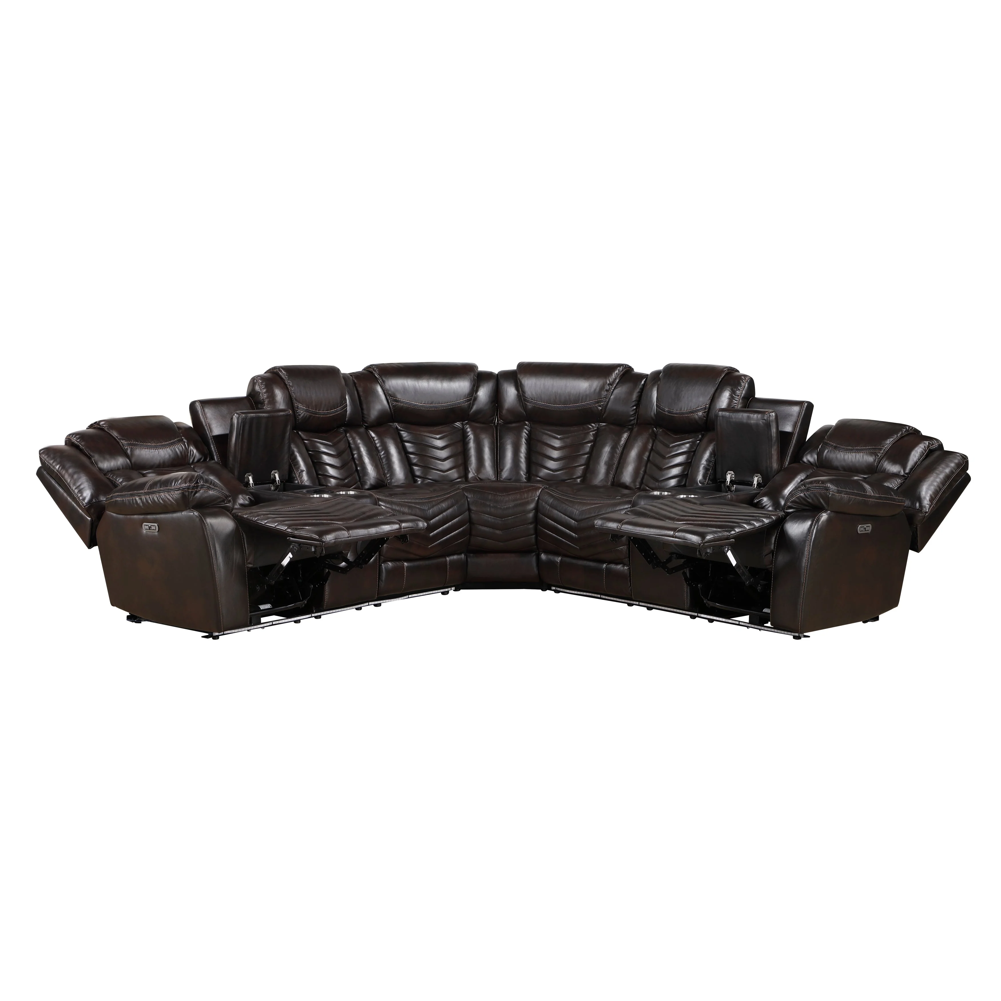 Ramone Dark Brown 3-Piece Power Reclining Sectional with Consoles - Image 9