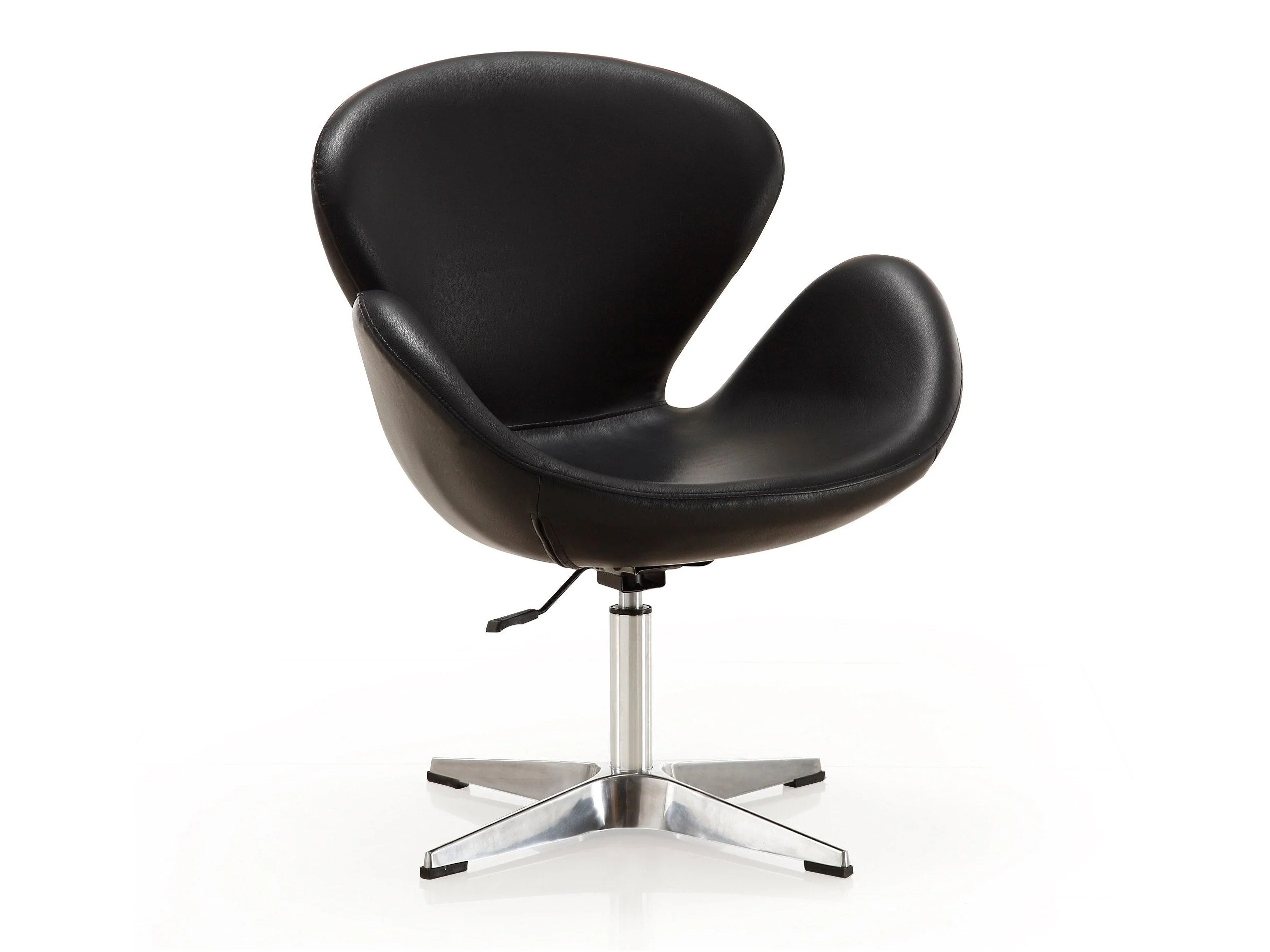 Raspberry Faux Leather Adjustable Swivel Chair in Black and Polished Chrome