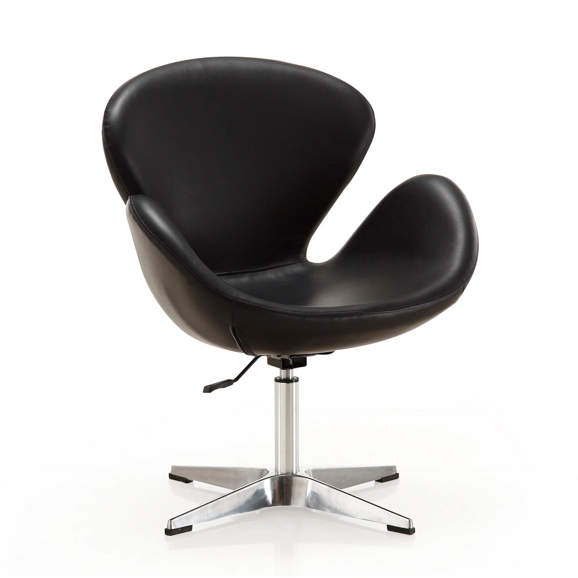 Raspberry Faux Leather Adjustable Swivel Chair in Black and Polished Chrome (set of 2) - Image 3