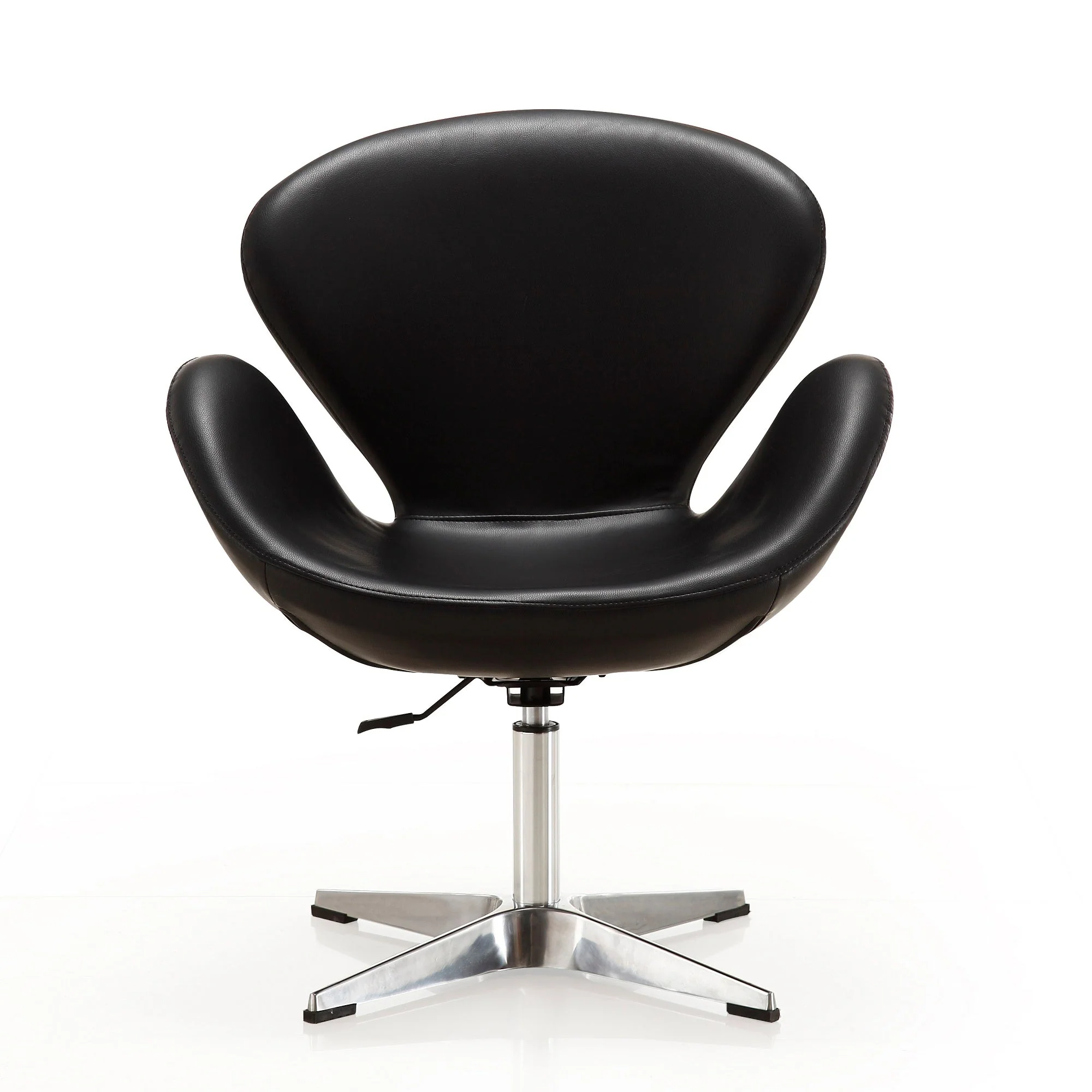 Raspberry Faux Leather Adjustable Swivel Chair in Black and Polished Chrome (set of 2) - Image 4