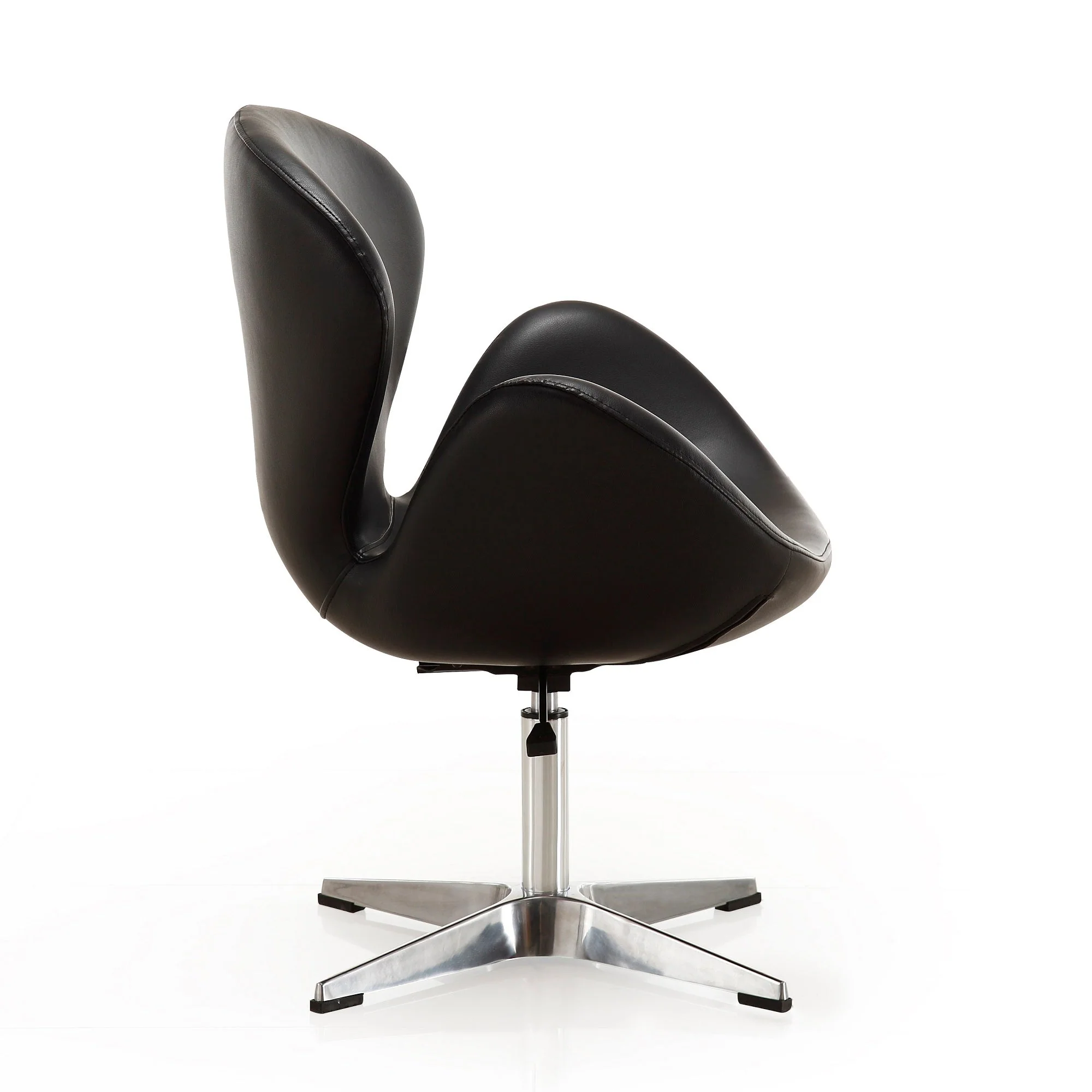 Raspberry Faux Leather Adjustable Swivel Chair in Black and Polished Chrome (set of 2) - Image 5