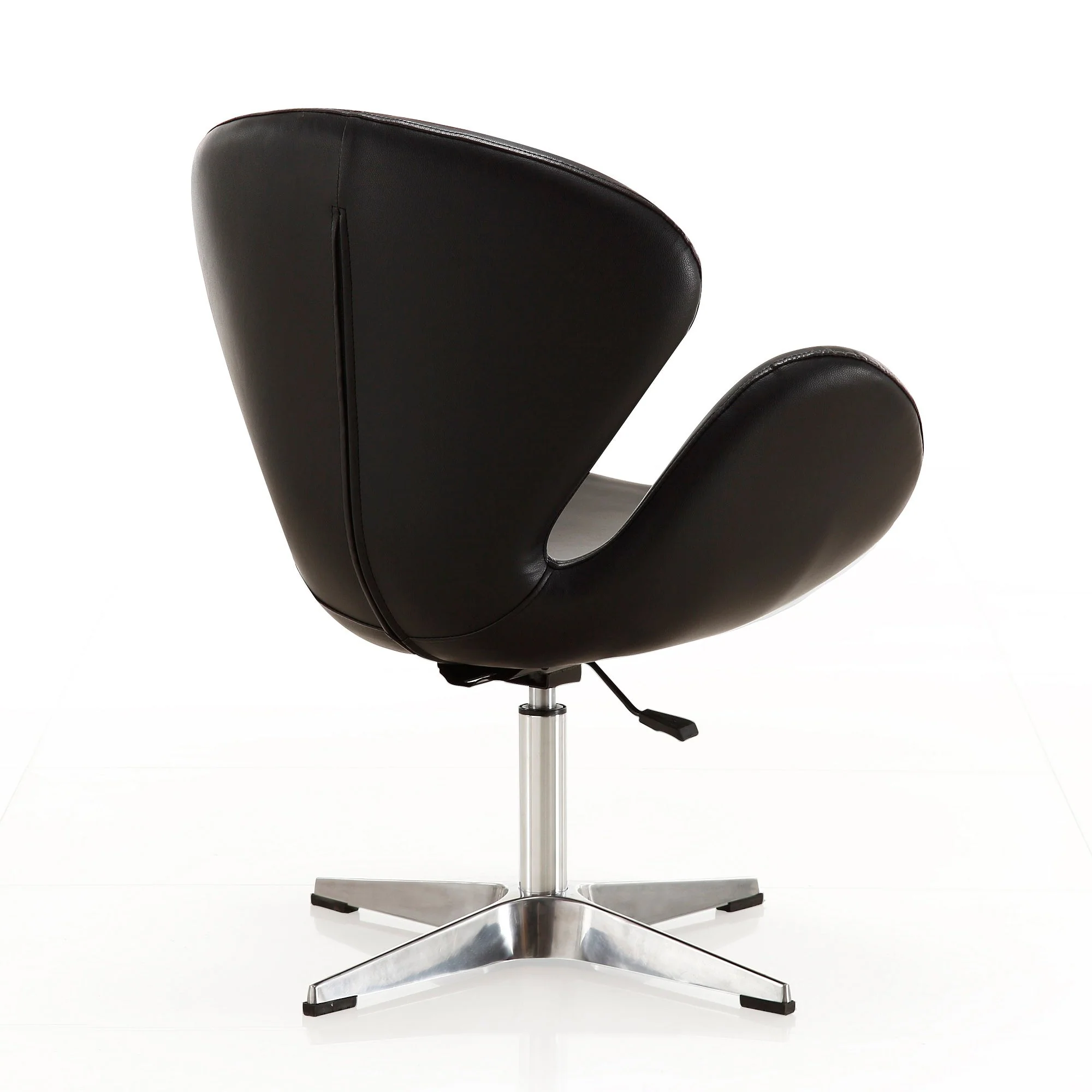 Raspberry Faux Leather Adjustable Swivel Chair in Black and Polished Chrome (set of 2) - Image 6