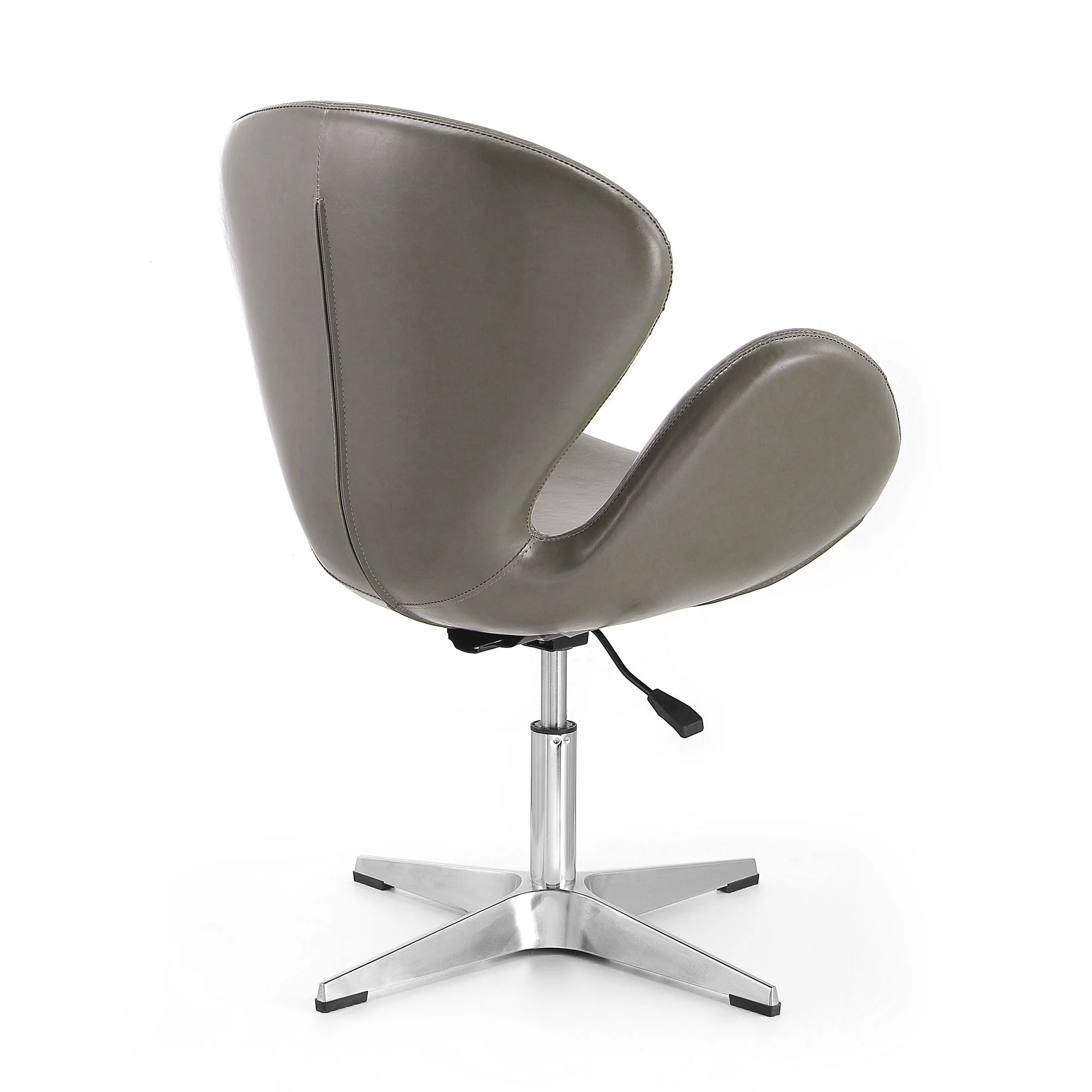 Raspberry Faux Leather Adjustable Swivel Chair in Pebble and Polished Chrome - Image 6