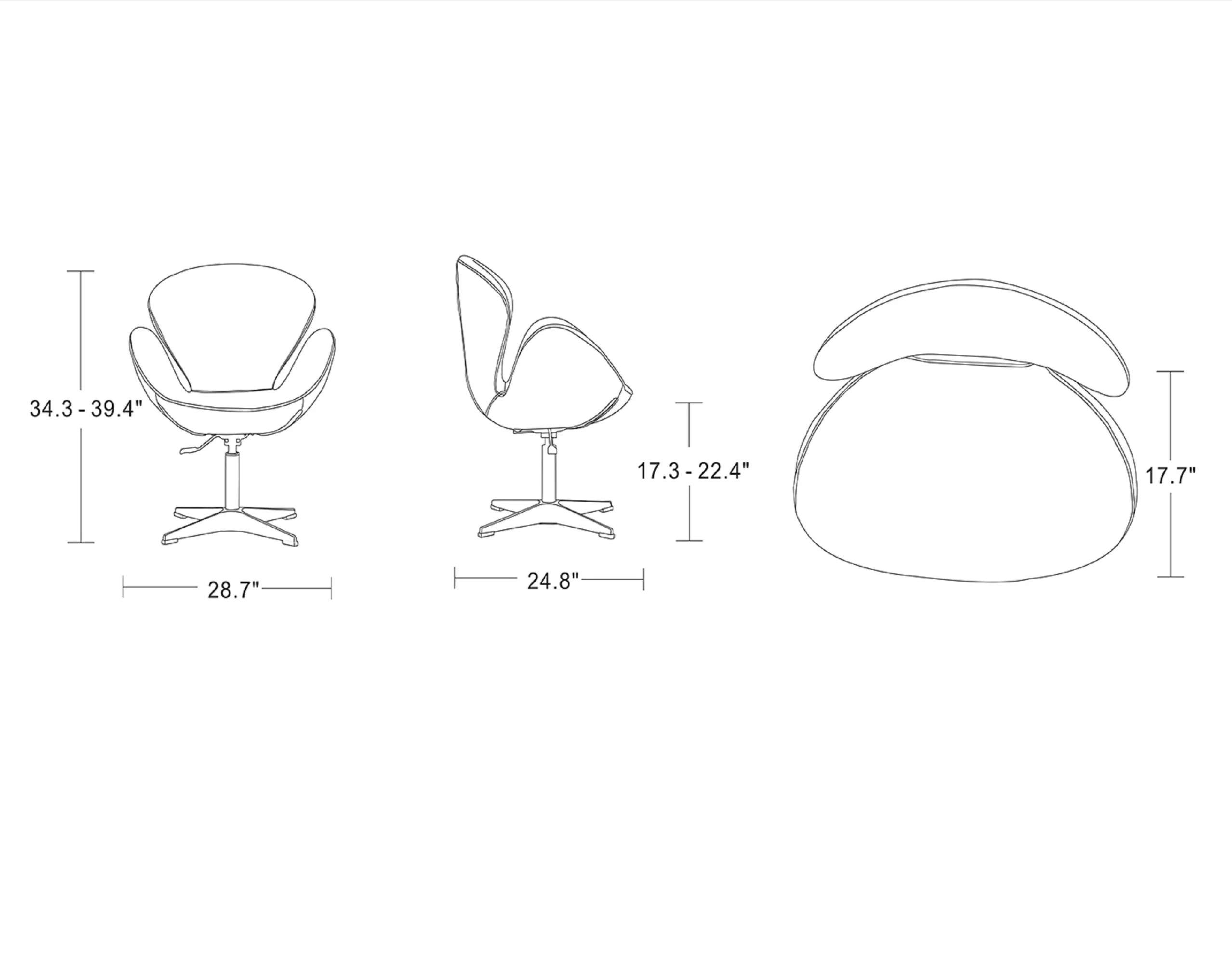 Raspberry Faux Leather Adjustable Swivel Chair in Pebble and Polished Chrome (set of 2) - Image 2
