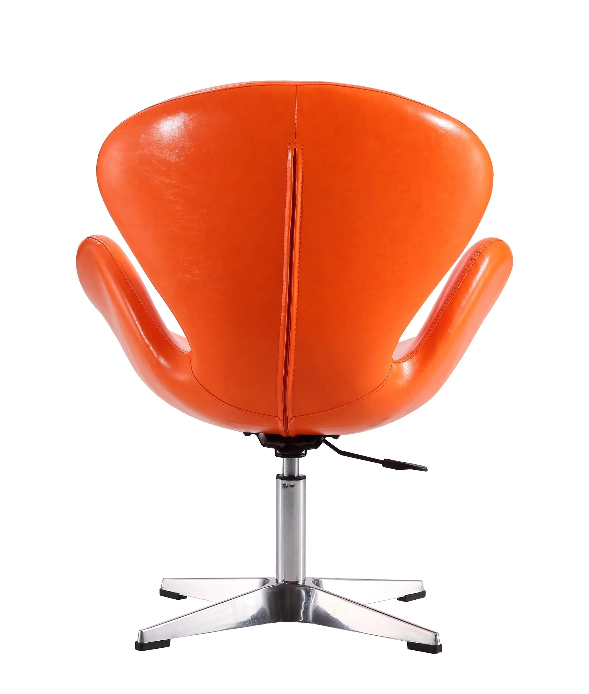 Raspberry Faux Leather Adjustable Swivel Chair in Tangerine and Polished Chrome - Image 7