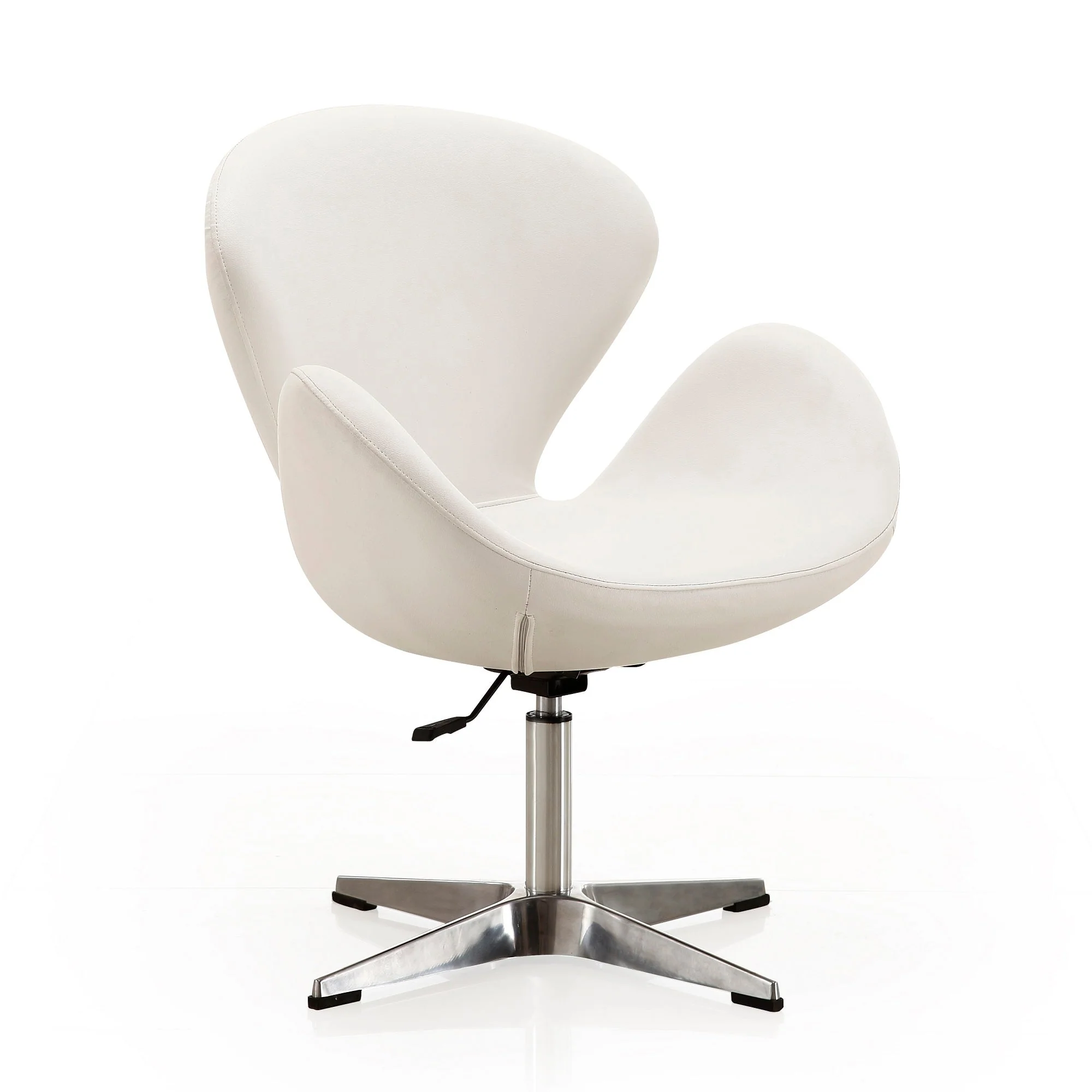 Raspberry Faux Leather Adjustable Swivel Chair in White and Polished Chrome (set of 2) - Image 3