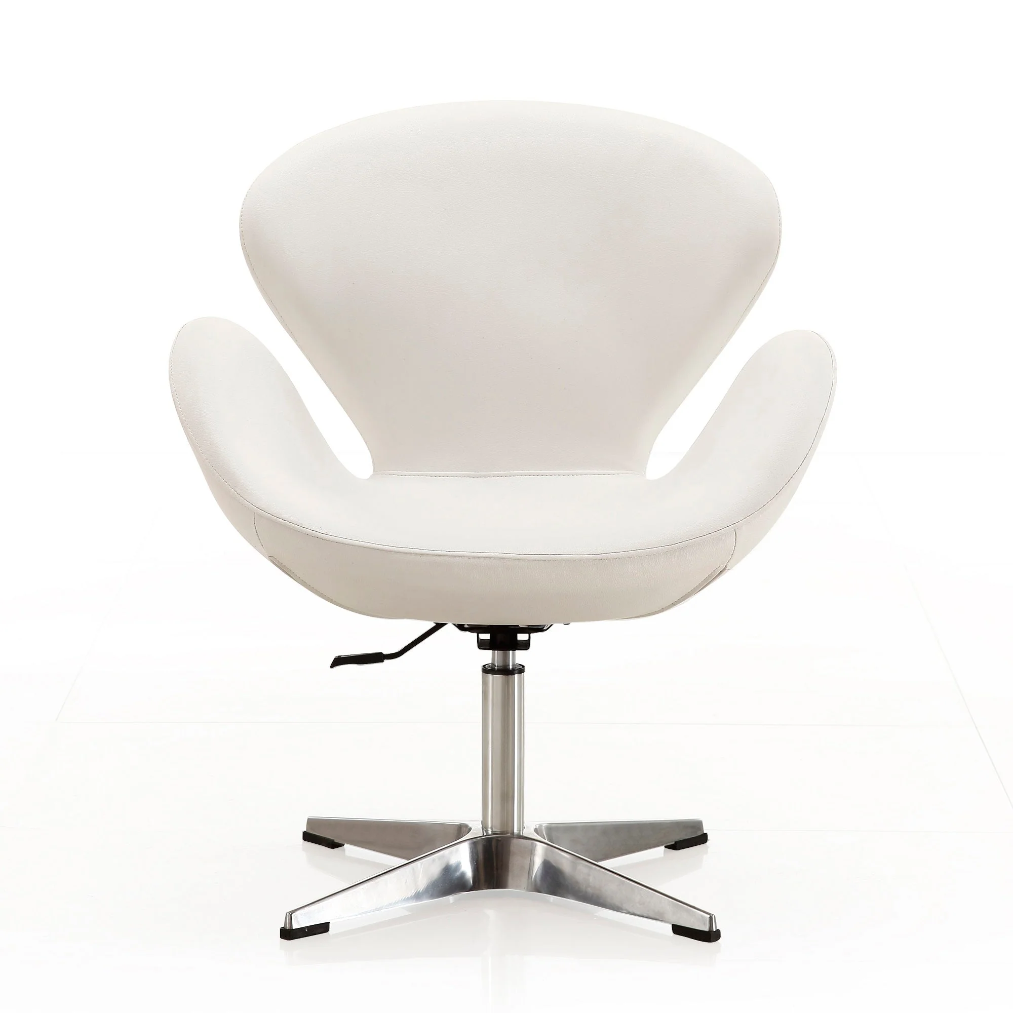 Raspberry Faux Leather Adjustable Swivel Chair in White and Polished Chrome (set of 2) - Image 4