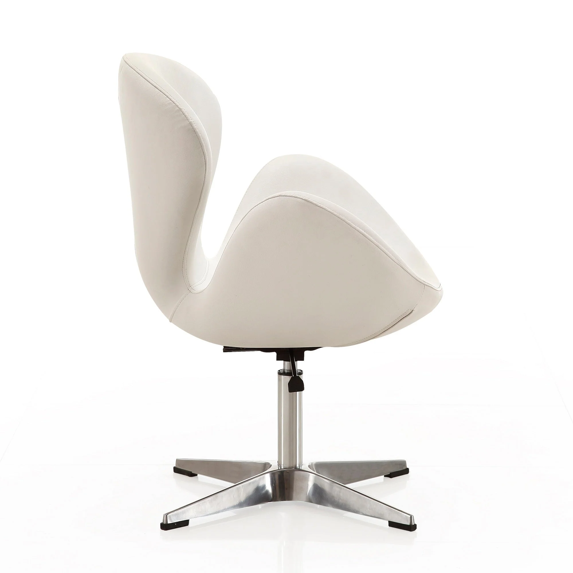 Raspberry Faux Leather Adjustable Swivel Chair in White and Polished Chrome (set of 2) - Image 5