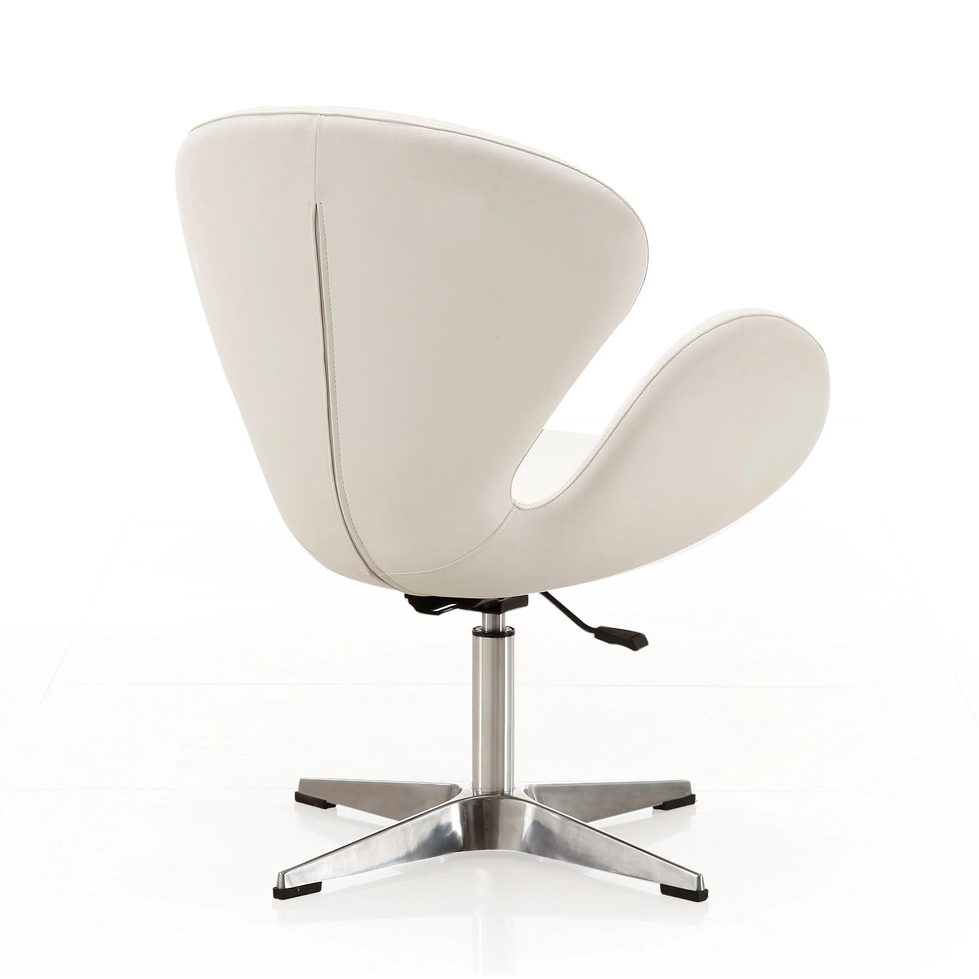 Raspberry Faux Leather Adjustable Swivel Chair in White and Polished Chrome (set of 2) - Image 6