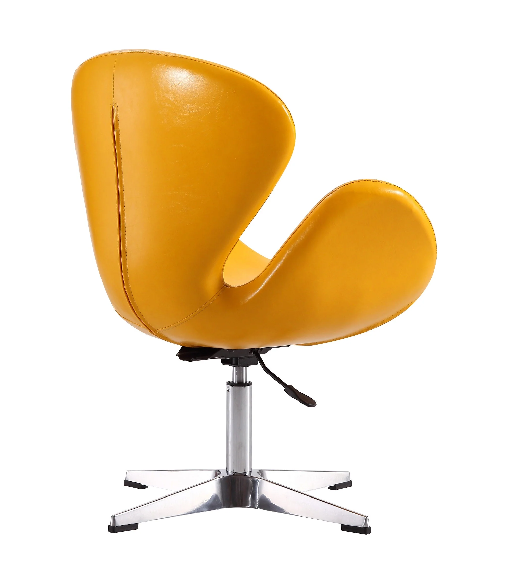 Raspberry Faux Leather Adjustable Swivel Chair in Yellow and Polished Chrome - Image 6
