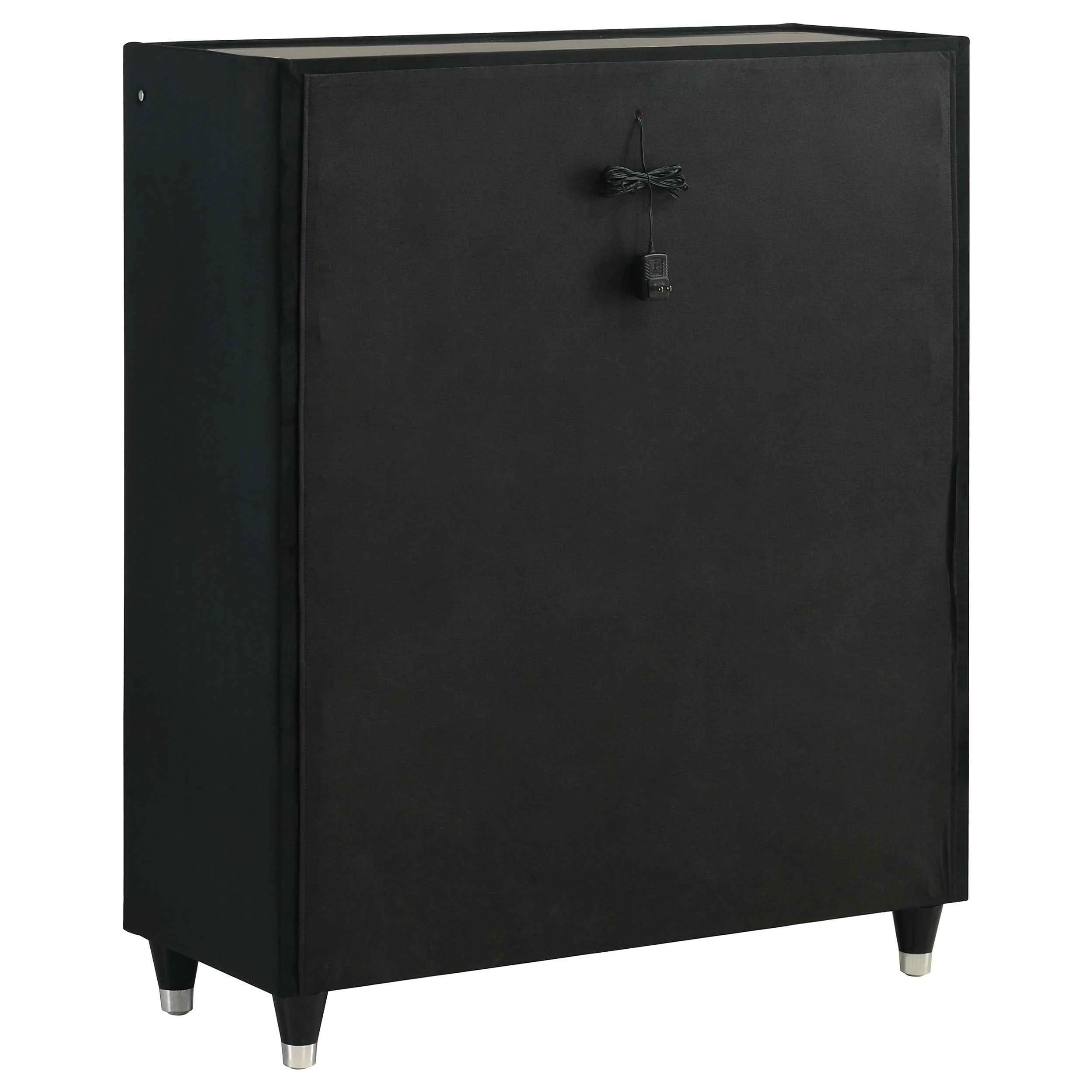 Ravenne Black 5-drawer Velvet Upholstered LED Chest of Drawers - Image 6